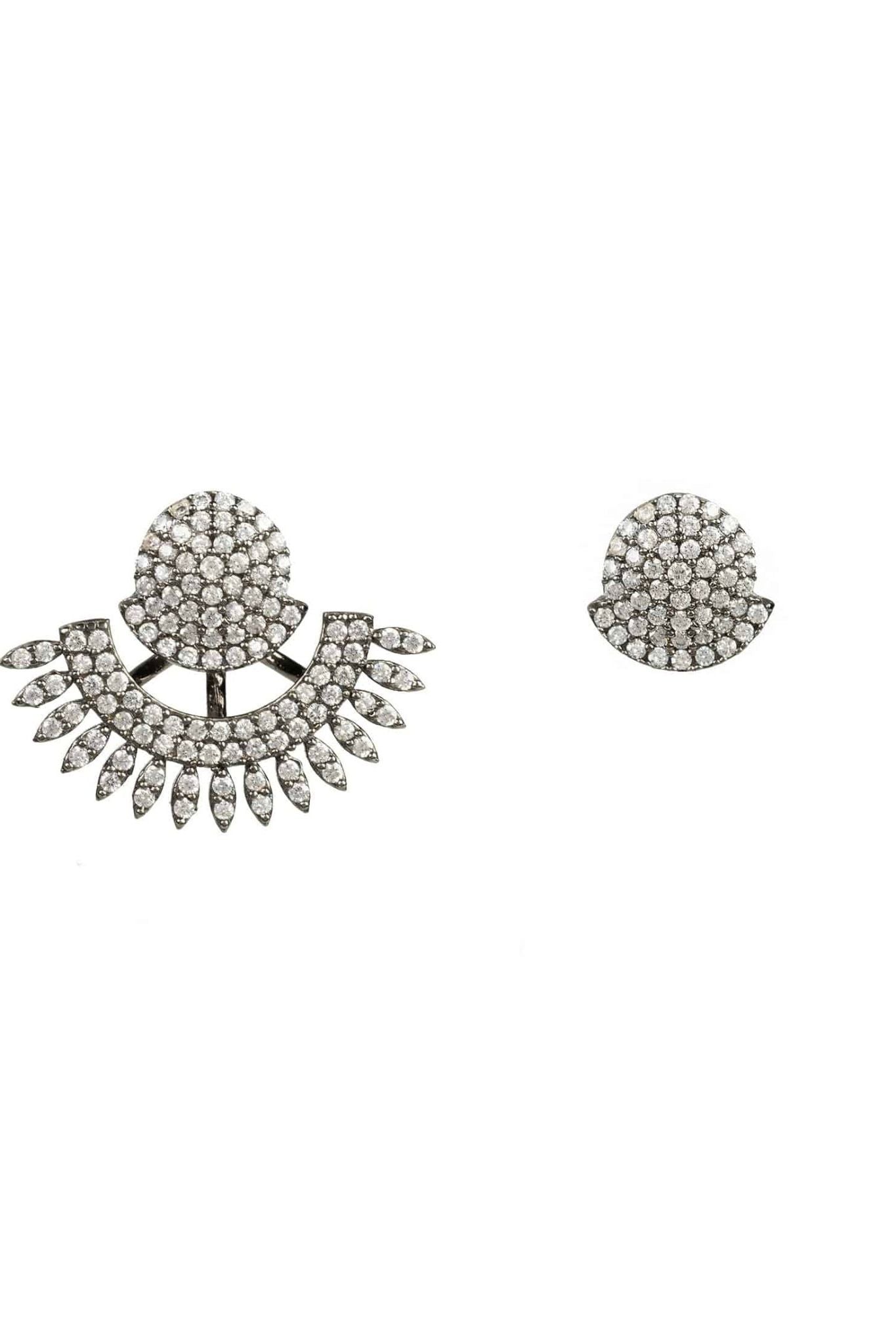 Tribal Ear Jacket & Earrings Oxidised - LATELITA Earrings