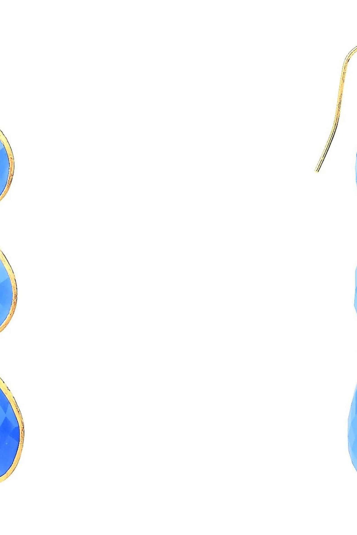 Triple Drop Earrings Dark Blue Chalcedony Gold - LATELITA Earrings