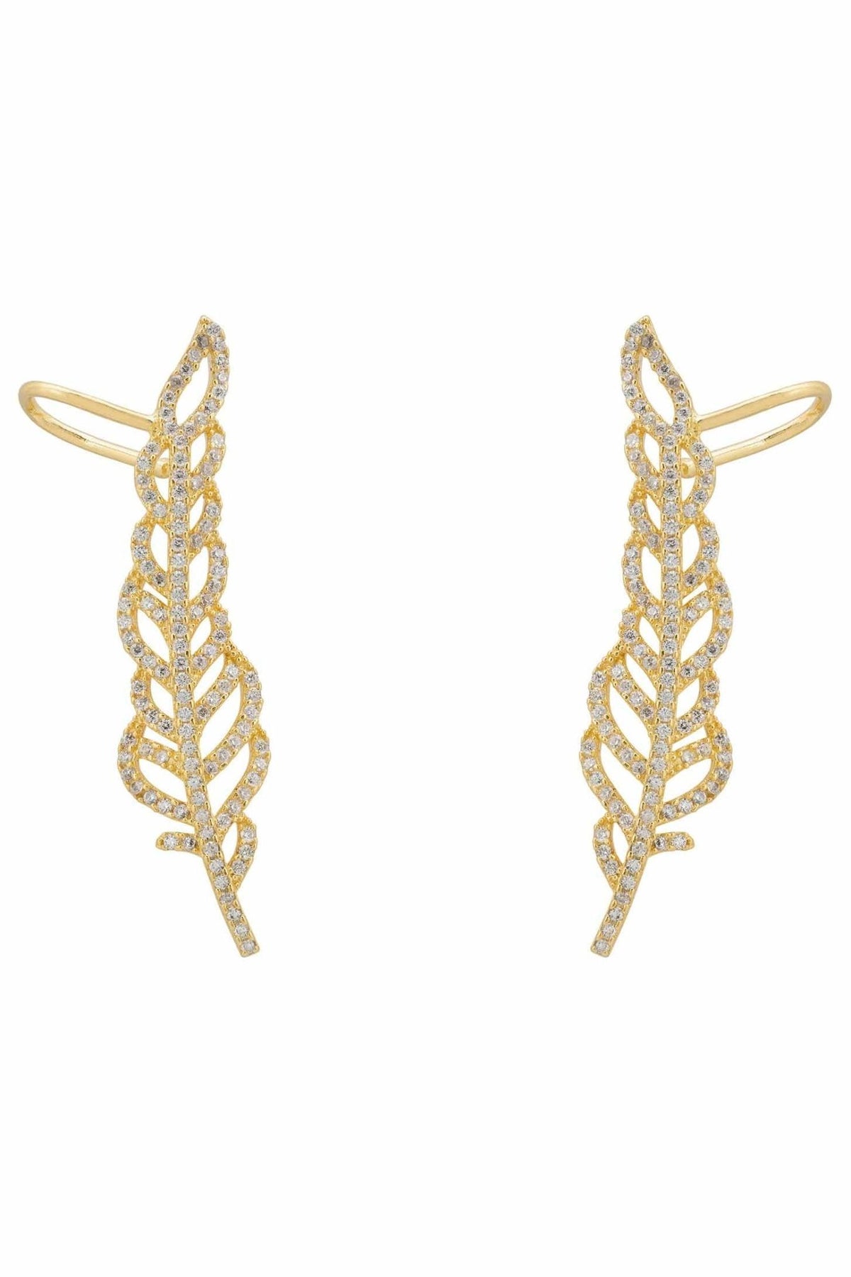 Tropical Leaf Ear Climbers Gold - LATELITA Earrings