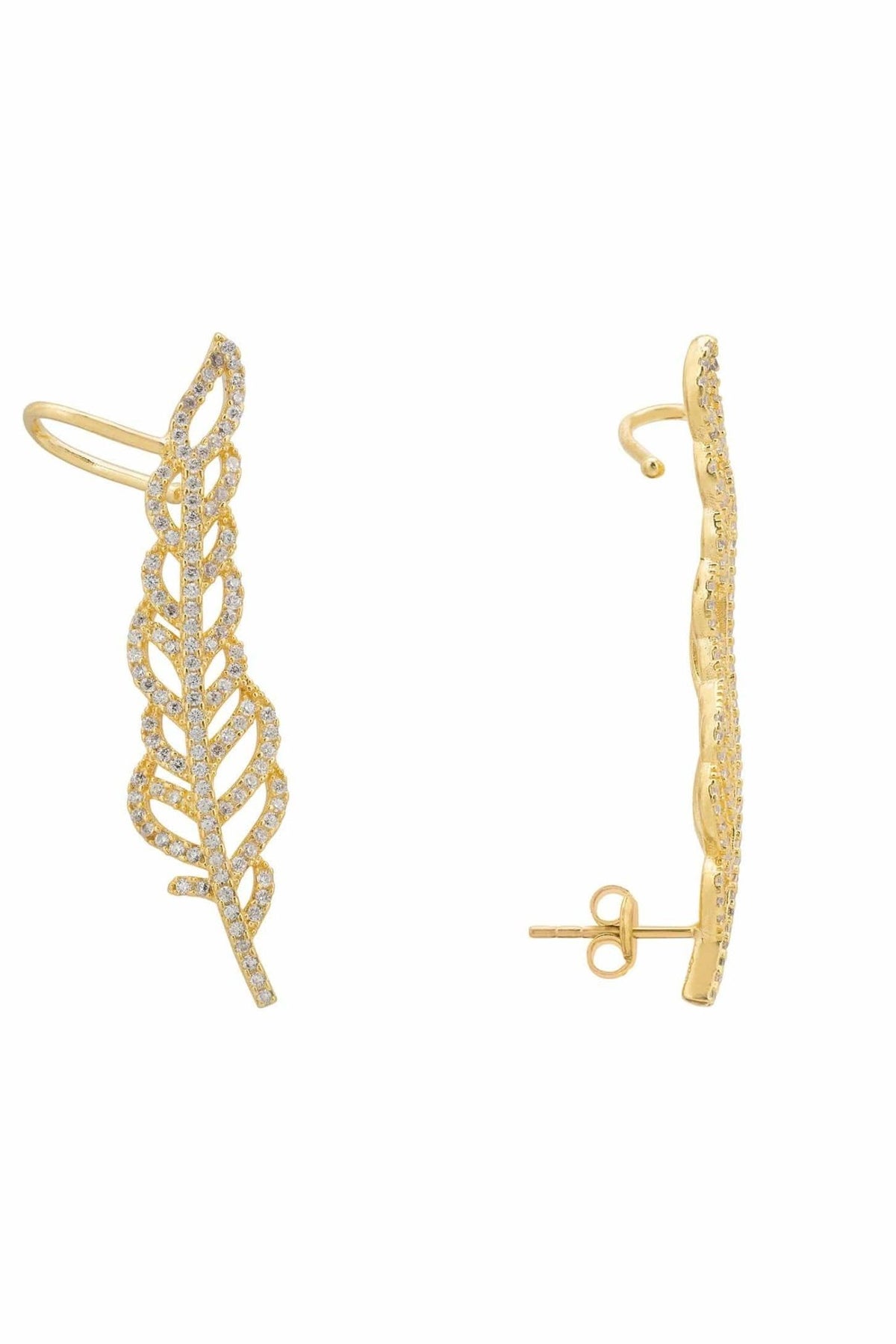 Tropical Leaf Ear Climbers Gold - LATELITA Earrings