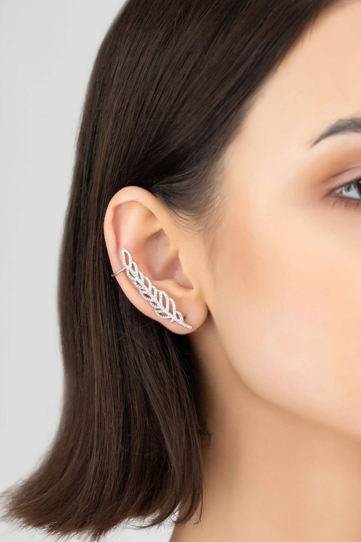 Tropical Leaf Ear Climbers Silver - LATELITA Earrings