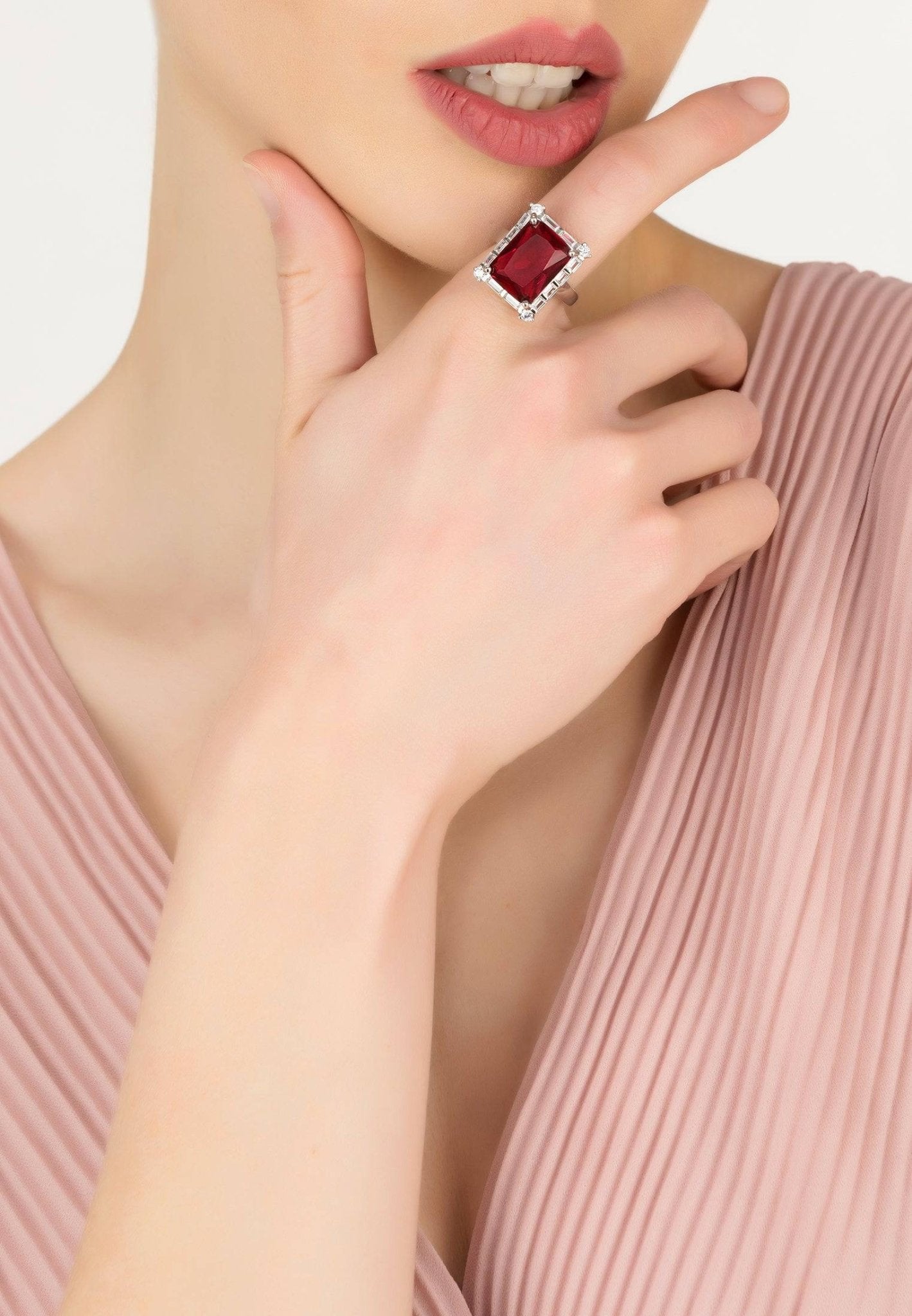 Tudor Silver Ring Ruby - LATELITA Rings