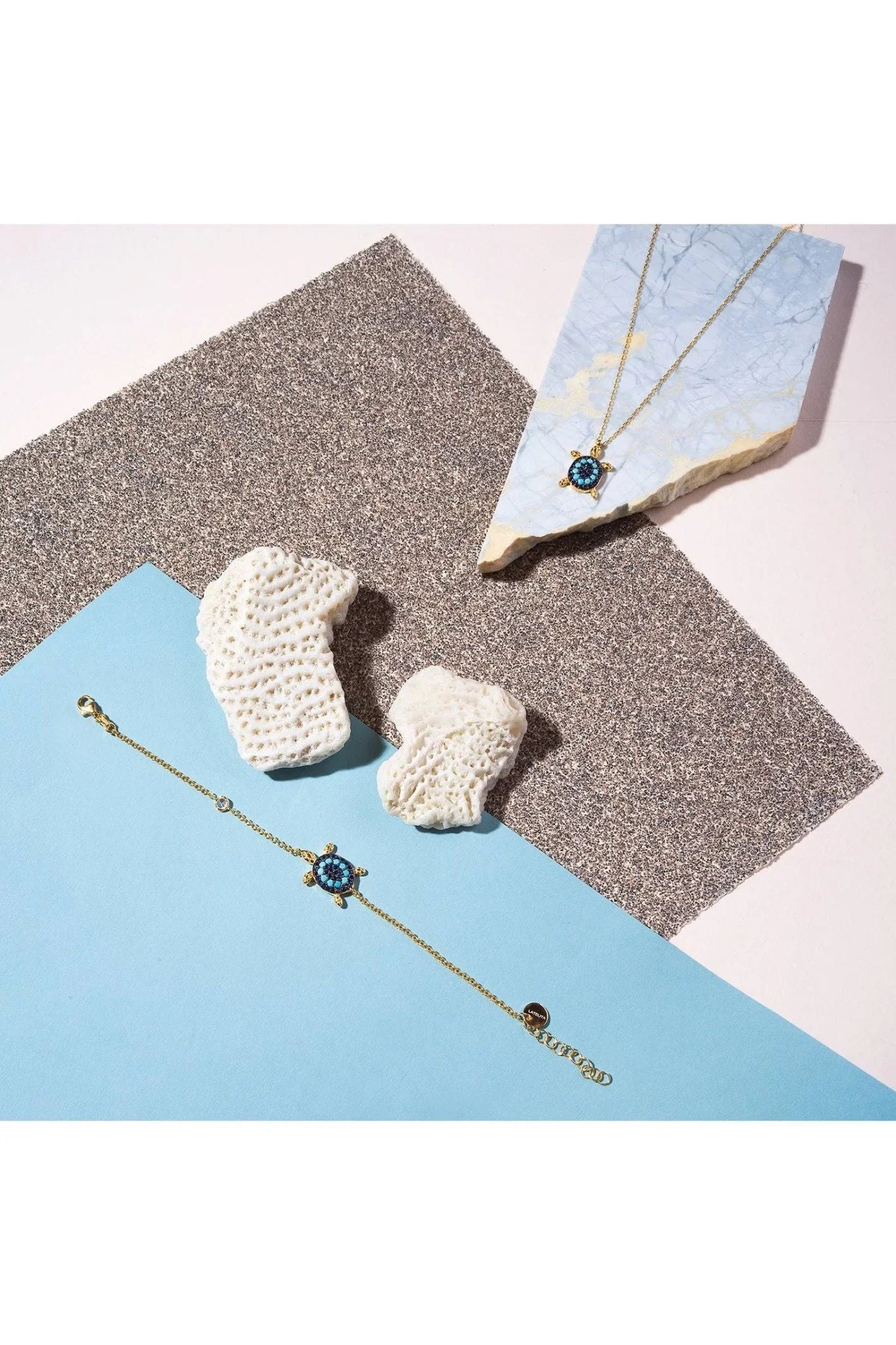 Turtle Turquoise Blue Pendant Necklace Gold - LATELITA Necklaces