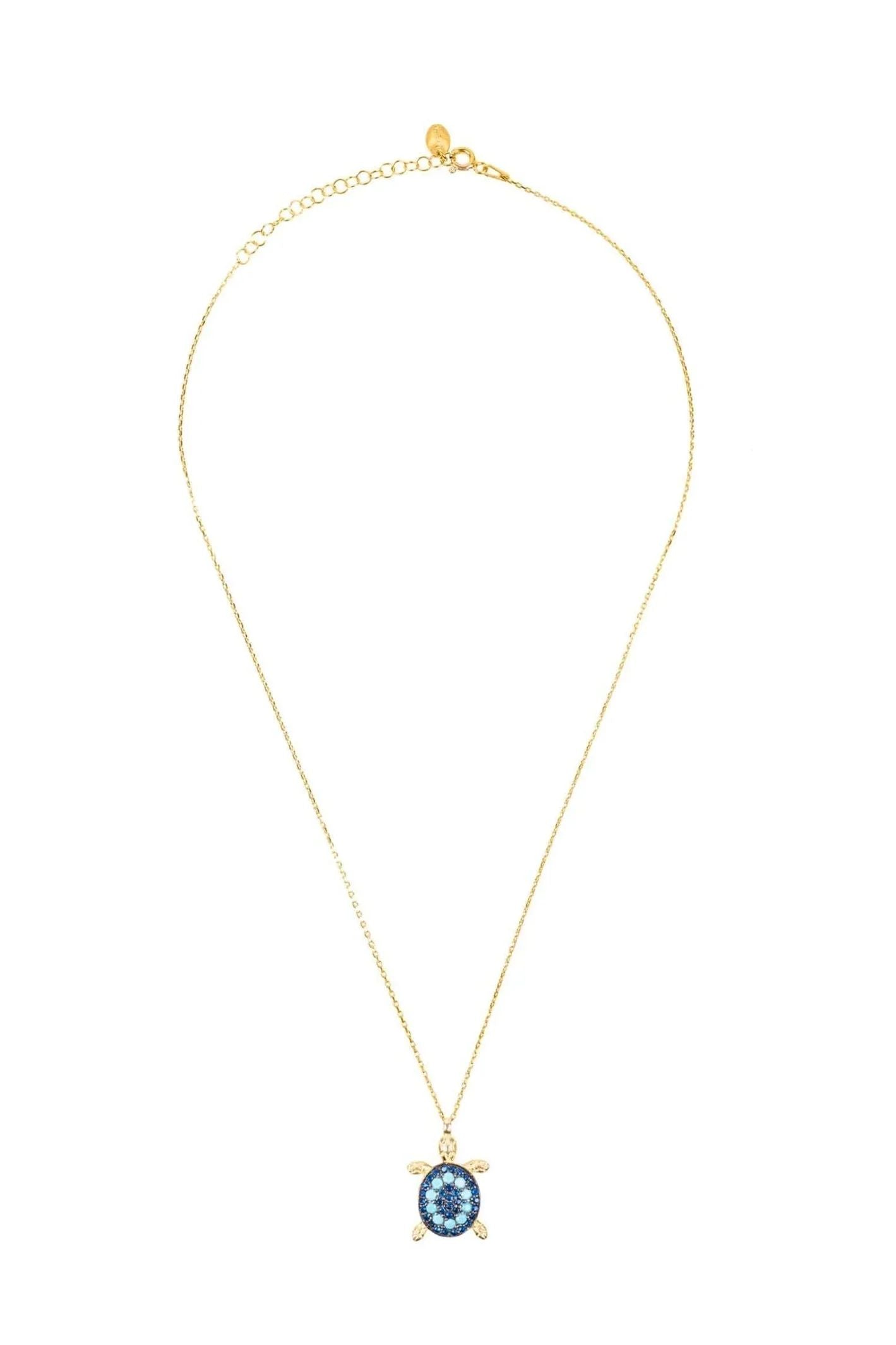 Turtle Turquoise Blue Pendant Necklace Gold - LATELITA Necklaces