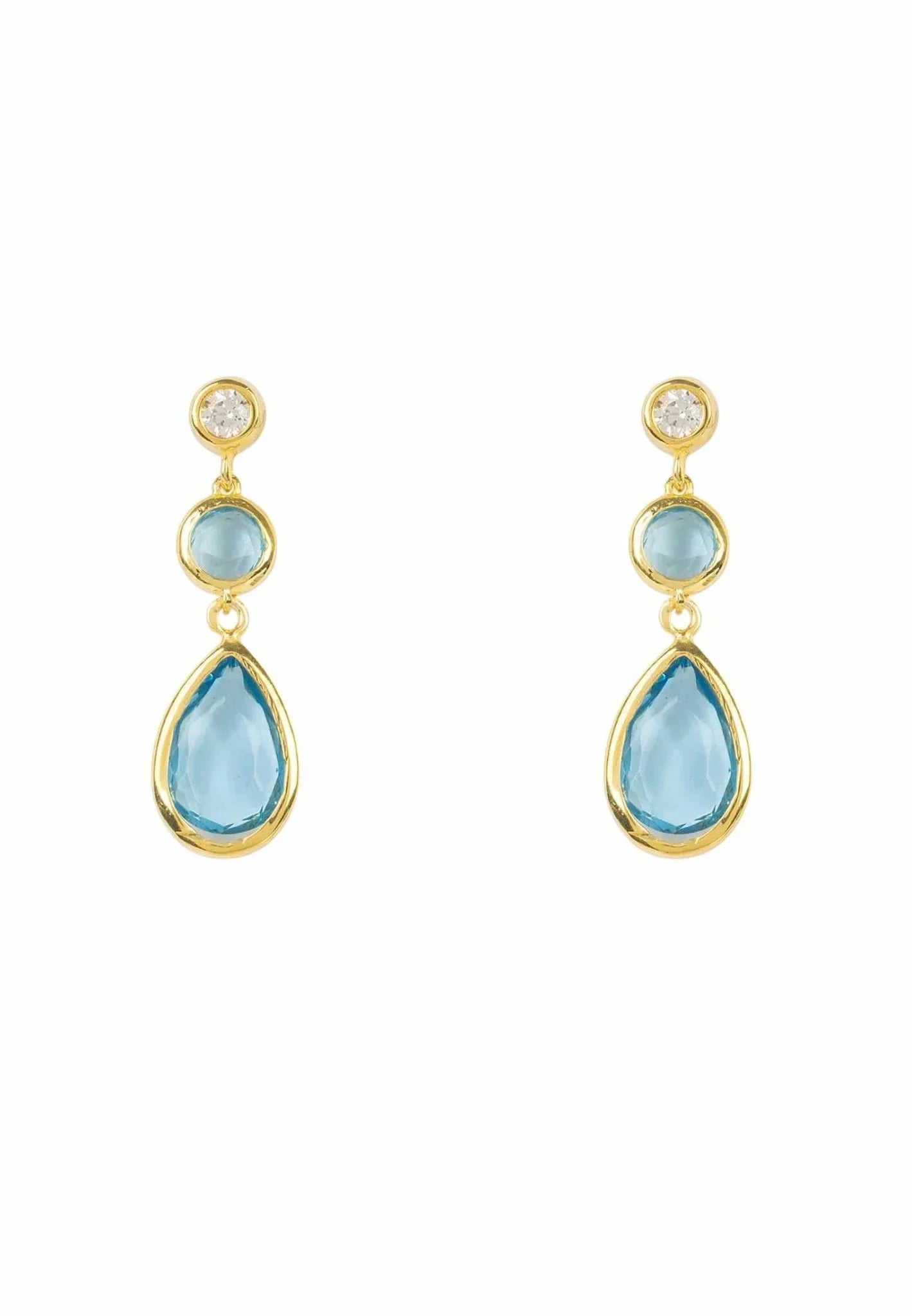 Tuscany Gemstone Drop Earring Gold Blue Topaz - LATELITA Earrings