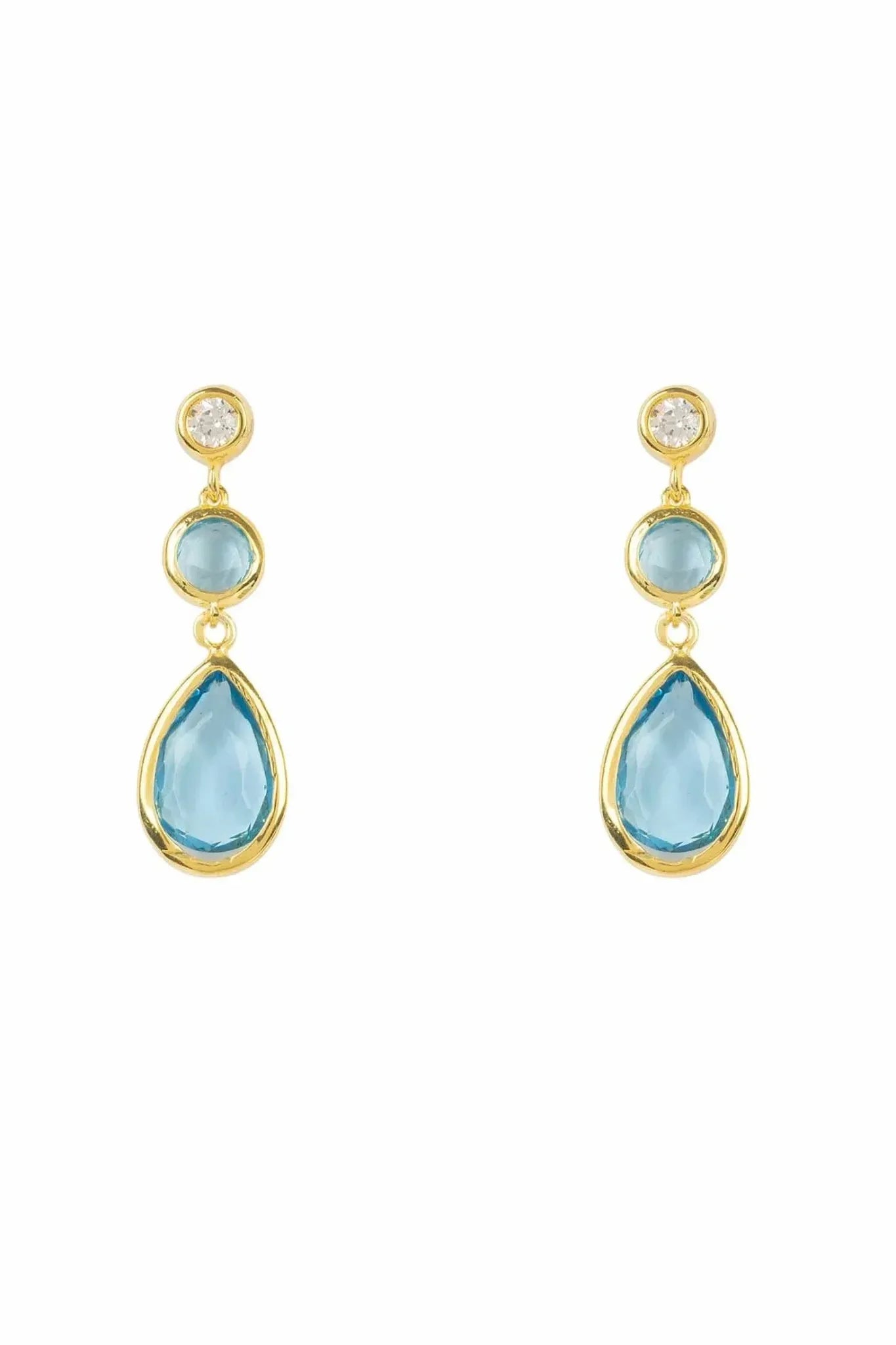 Tuscany Gemstone Drop Earring Gold Blue Topaz - LATELITA Earrings