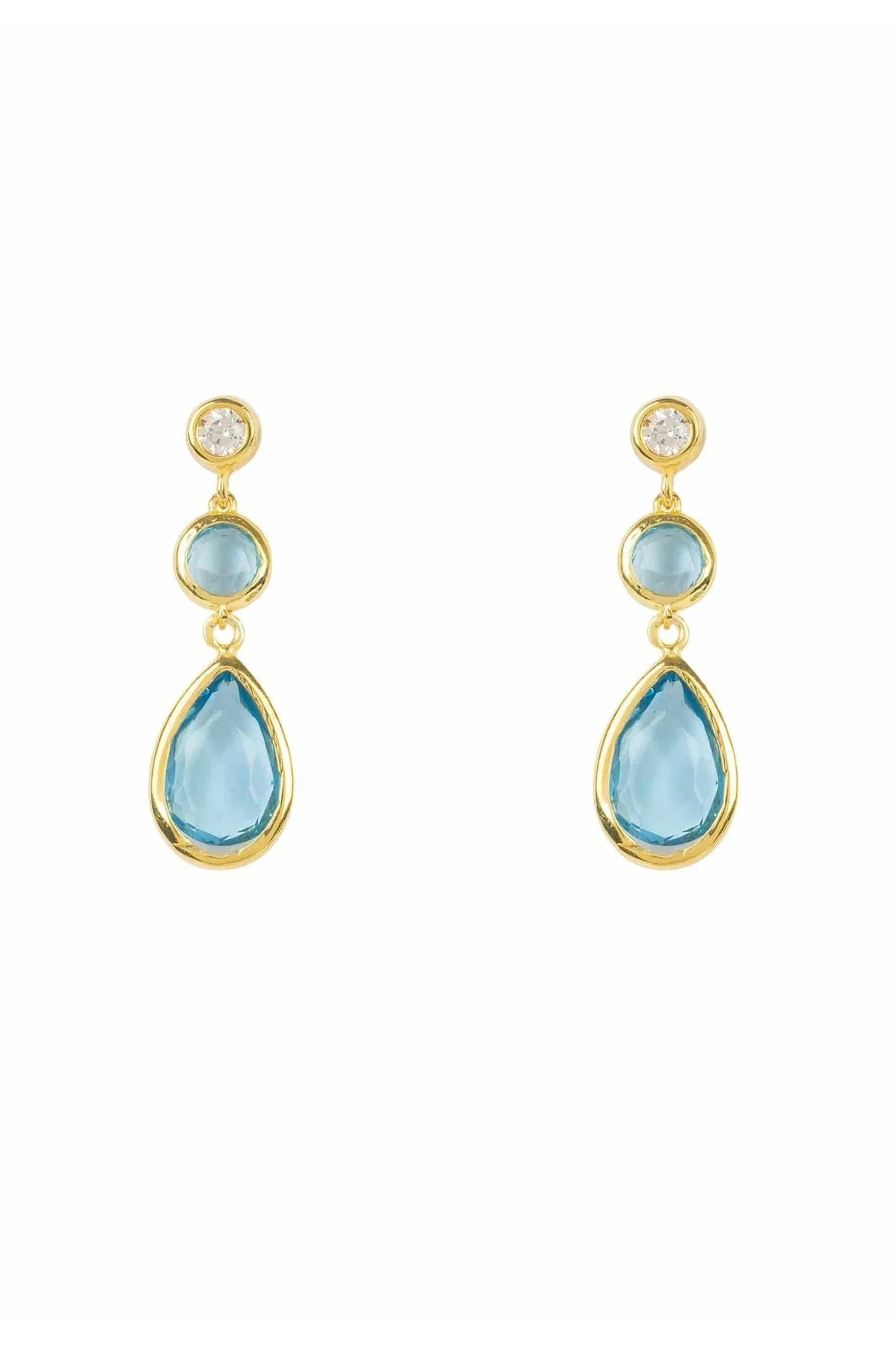 Tuscany Gemstone Drop Earring Gold Blue Topaz - LATELITA Earrings