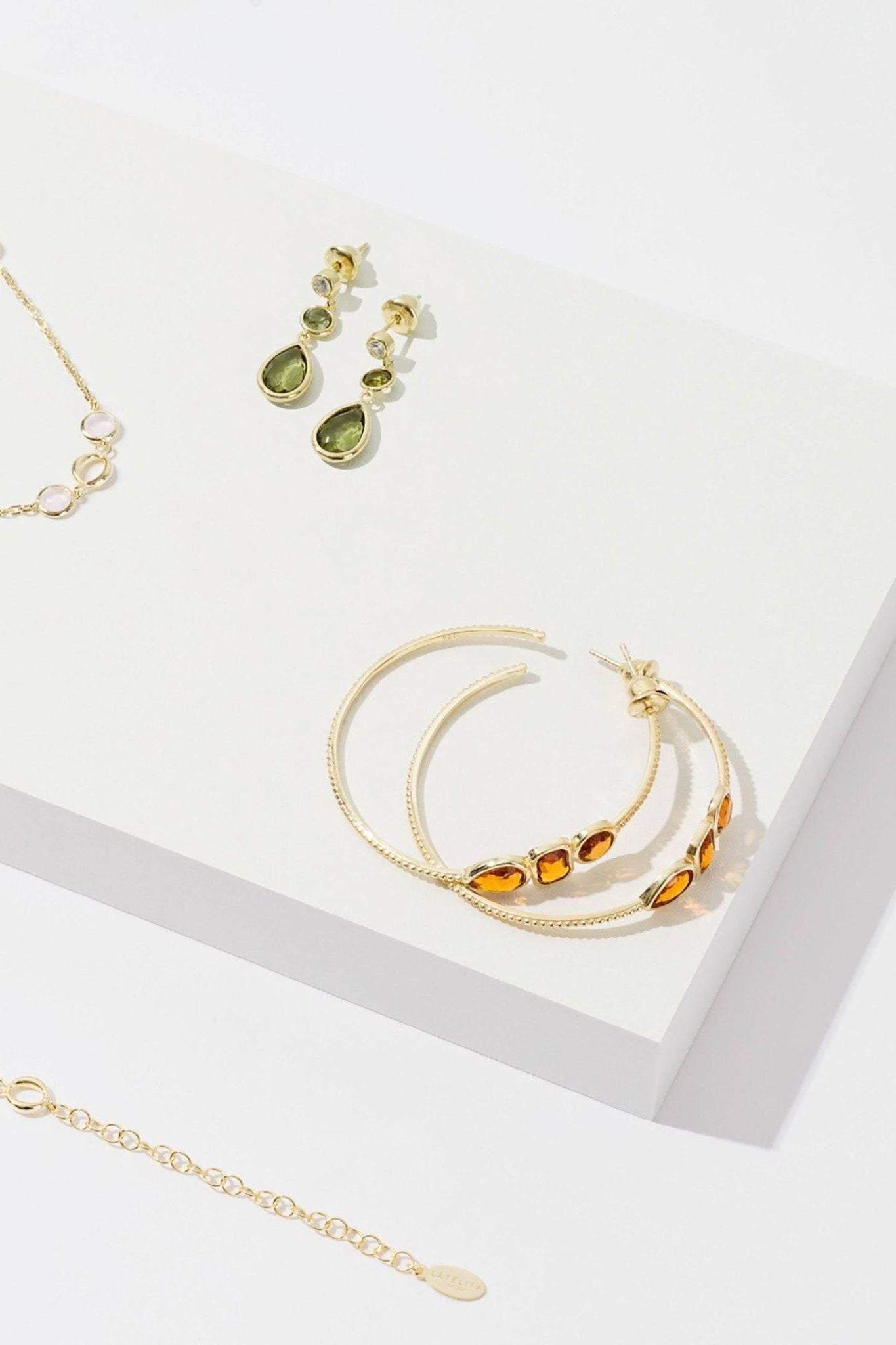 Tuscany Gemstone Drop Earring Gold Citrine - LATELITA Earrings