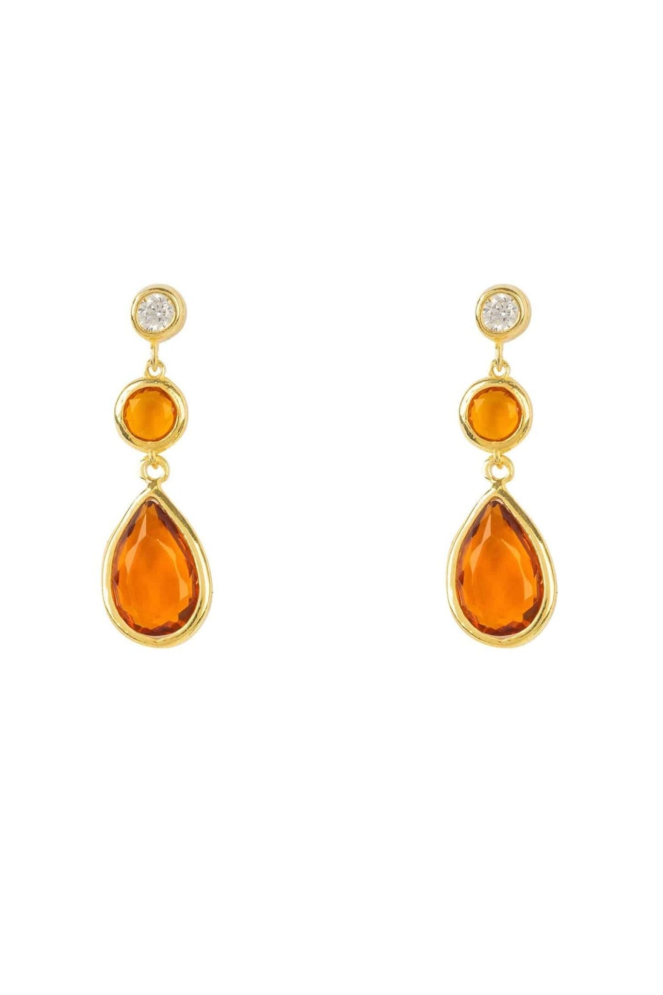 Tuscany Gemstone Drop Earring Gold Citrine - LATELITA Earrings
