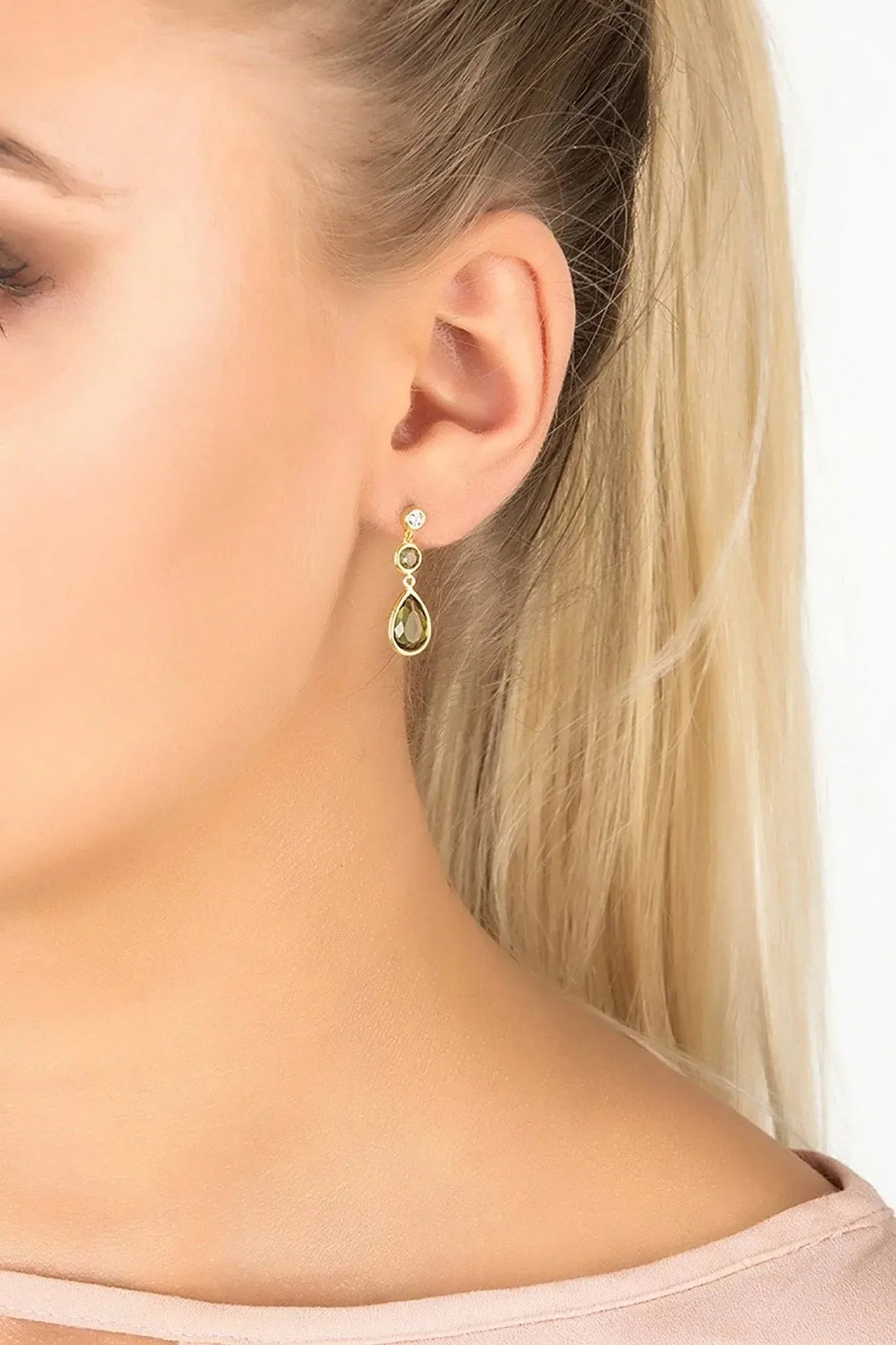 Tuscany Gemstone Drop Earring Gold Peridot - LATELITA Earrings
