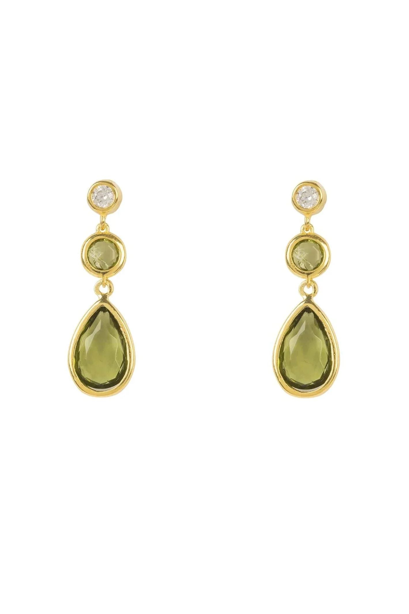 Tuscany Gemstone Drop Earring Gold Peridot - LATELITA Earrings