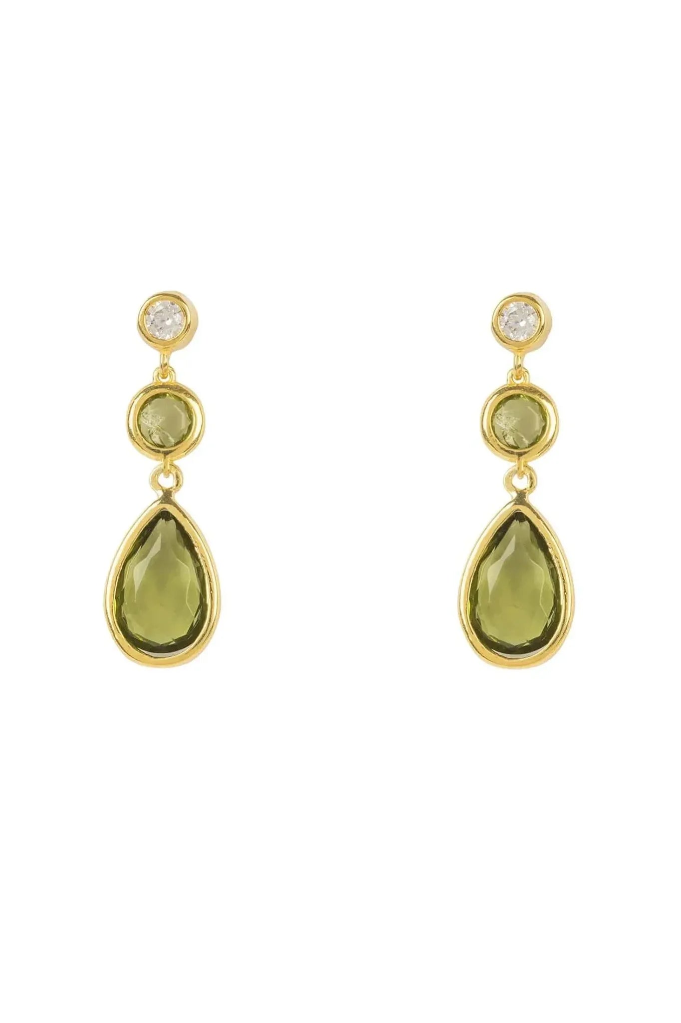Tuscany Gemstone Drop Earring Gold Peridot - LATELITA Earrings