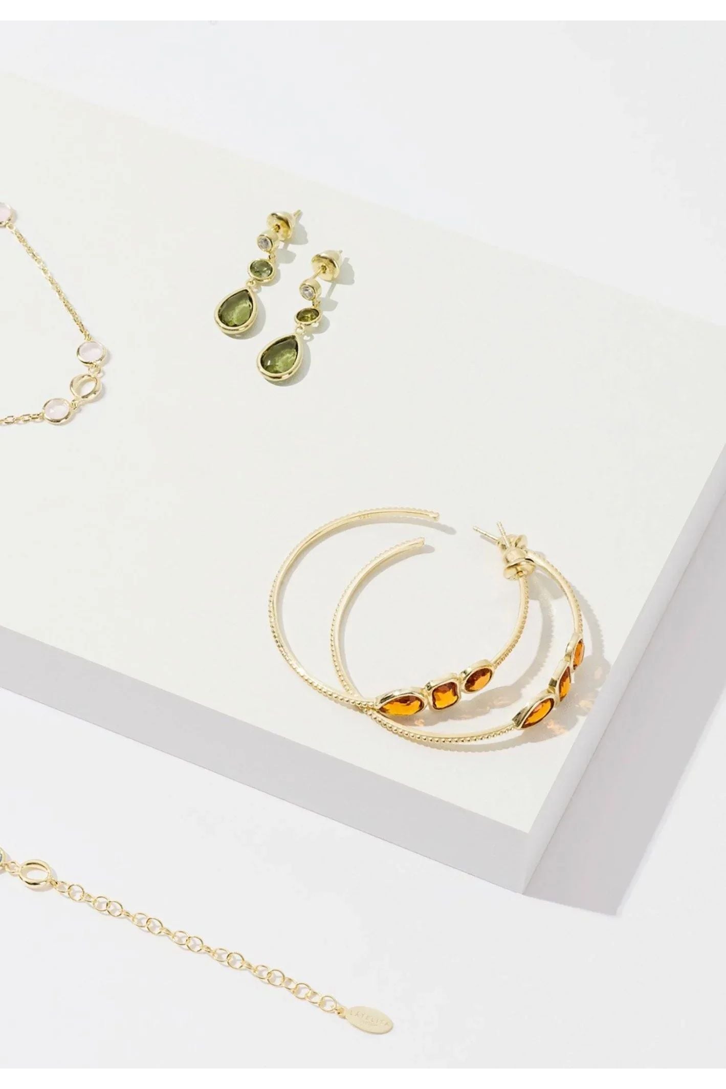 Tuscany Gemstone Drop Earring Gold Peridot - LATELITA Earrings