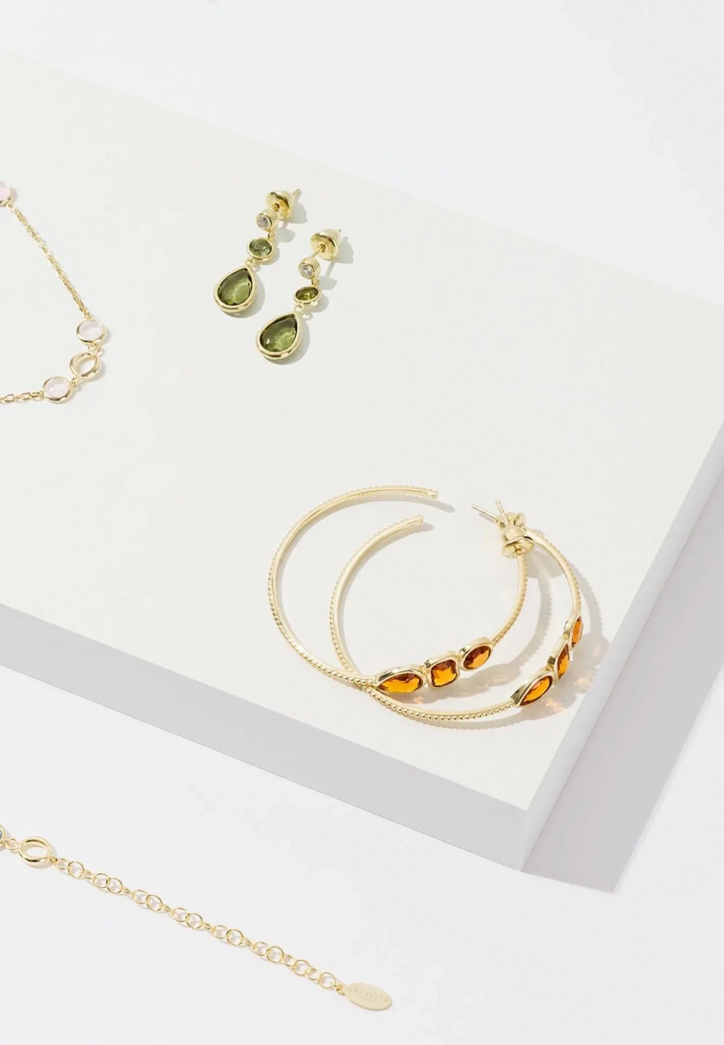 Tuscany Gemstone Drop Earring Gold Peridot - LATELITA Earrings