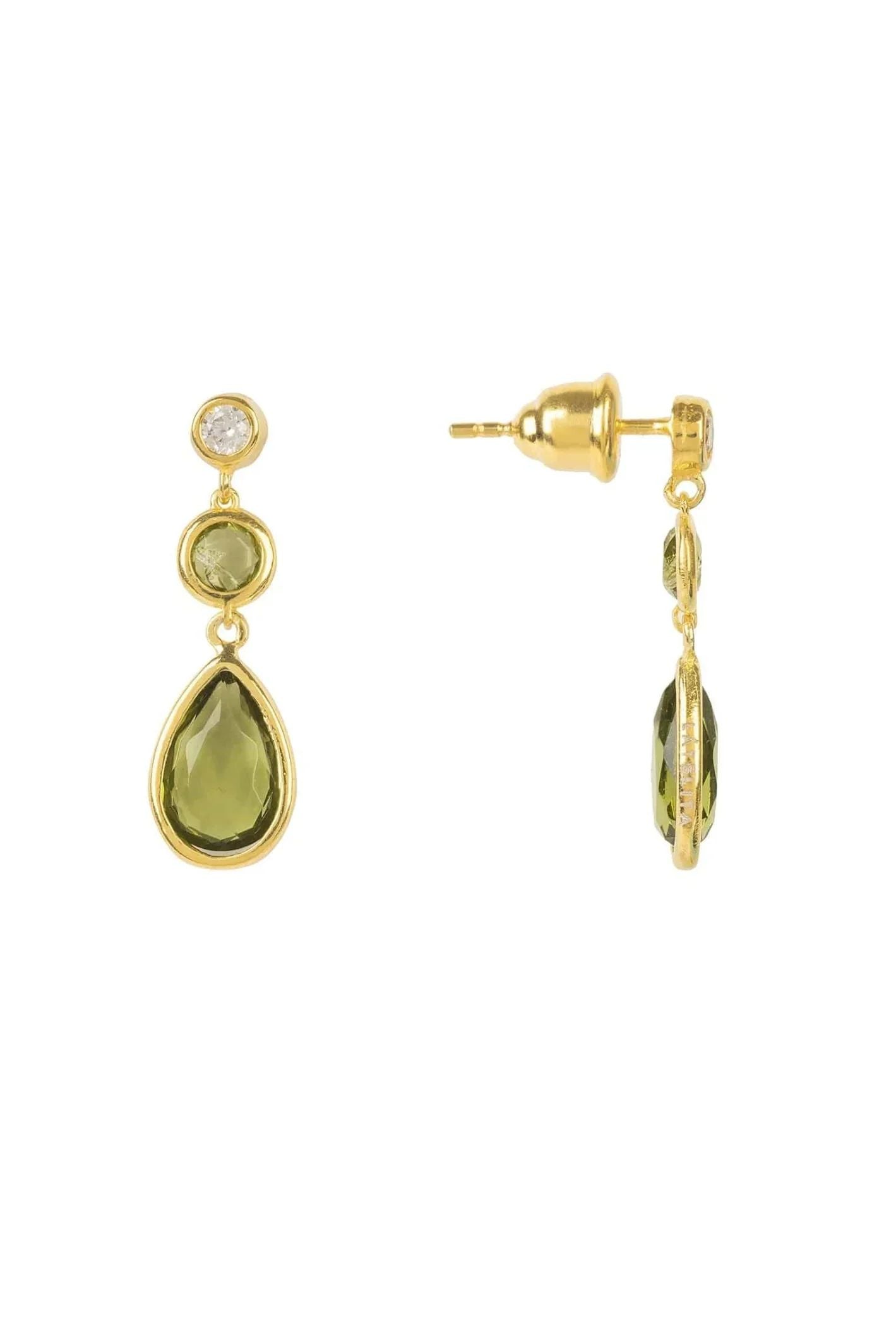 Tuscany Gemstone Drop Earring Gold Peridot - LATELITA Earrings