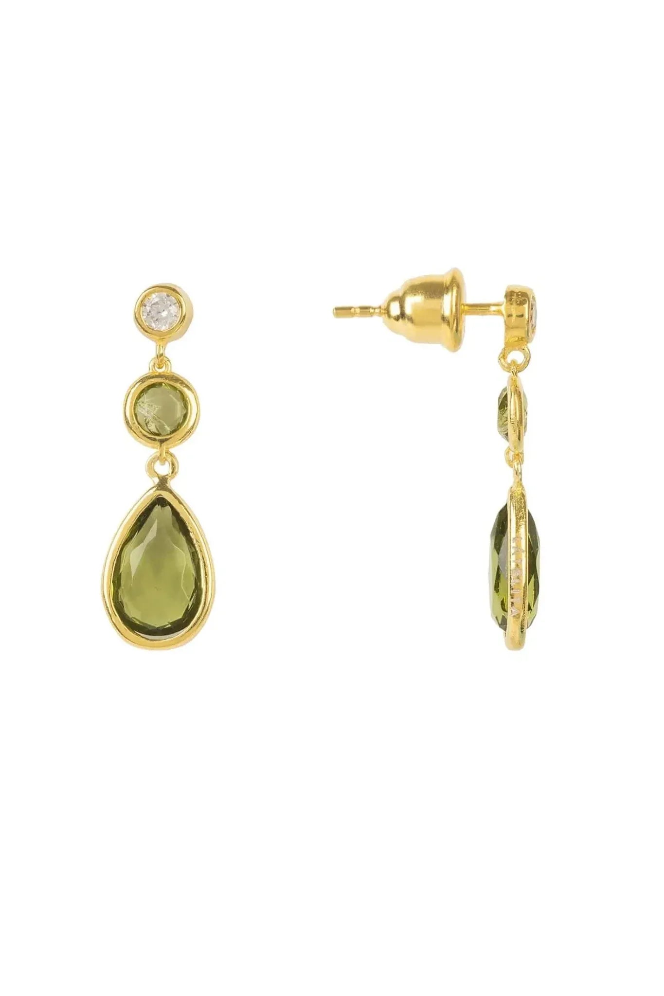 Tuscany Gemstone Drop Earring Gold Peridot - LATELITA Earrings