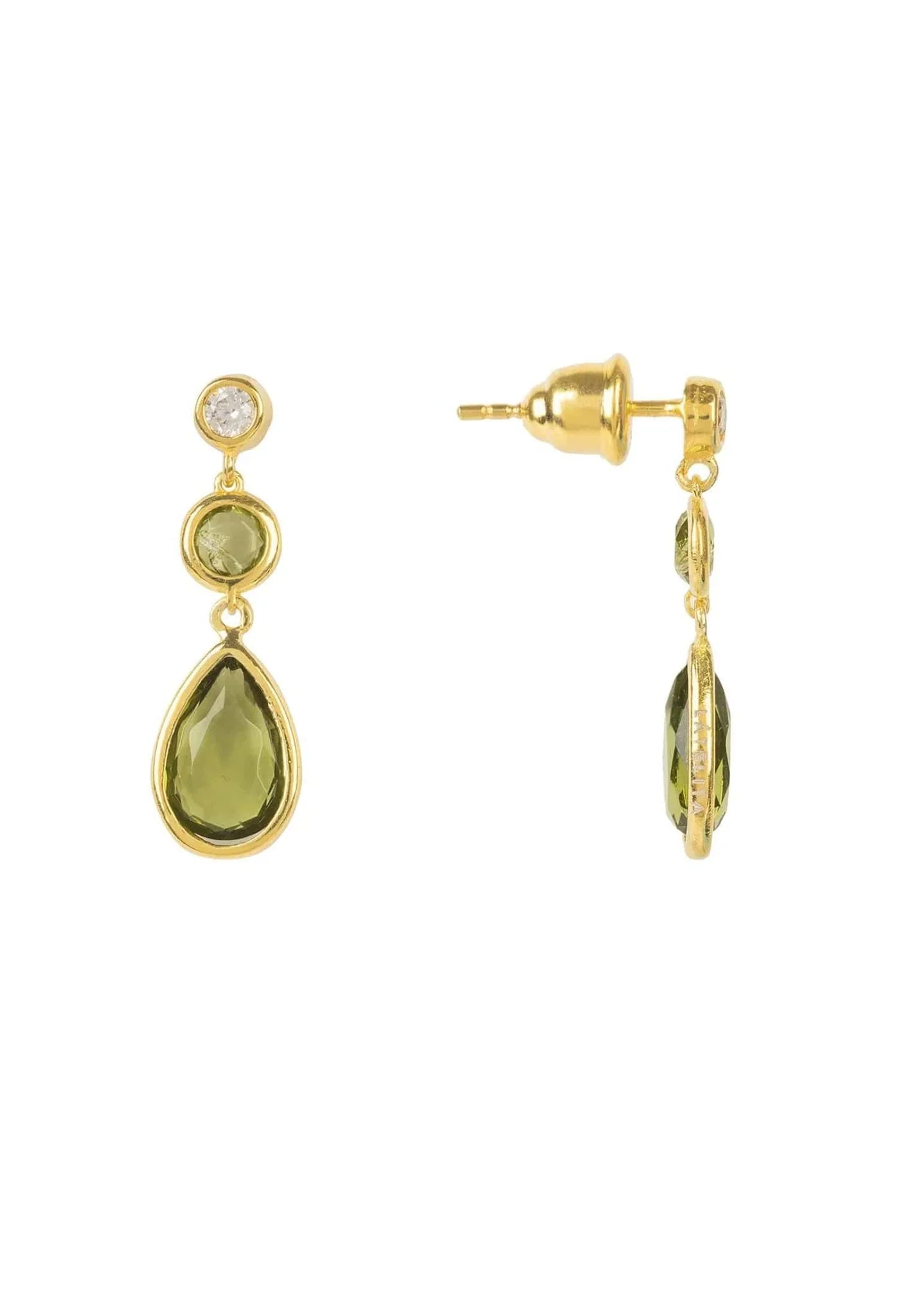 Tuscany Gemstone Drop Earring Gold Peridot - LATELITA Earrings
