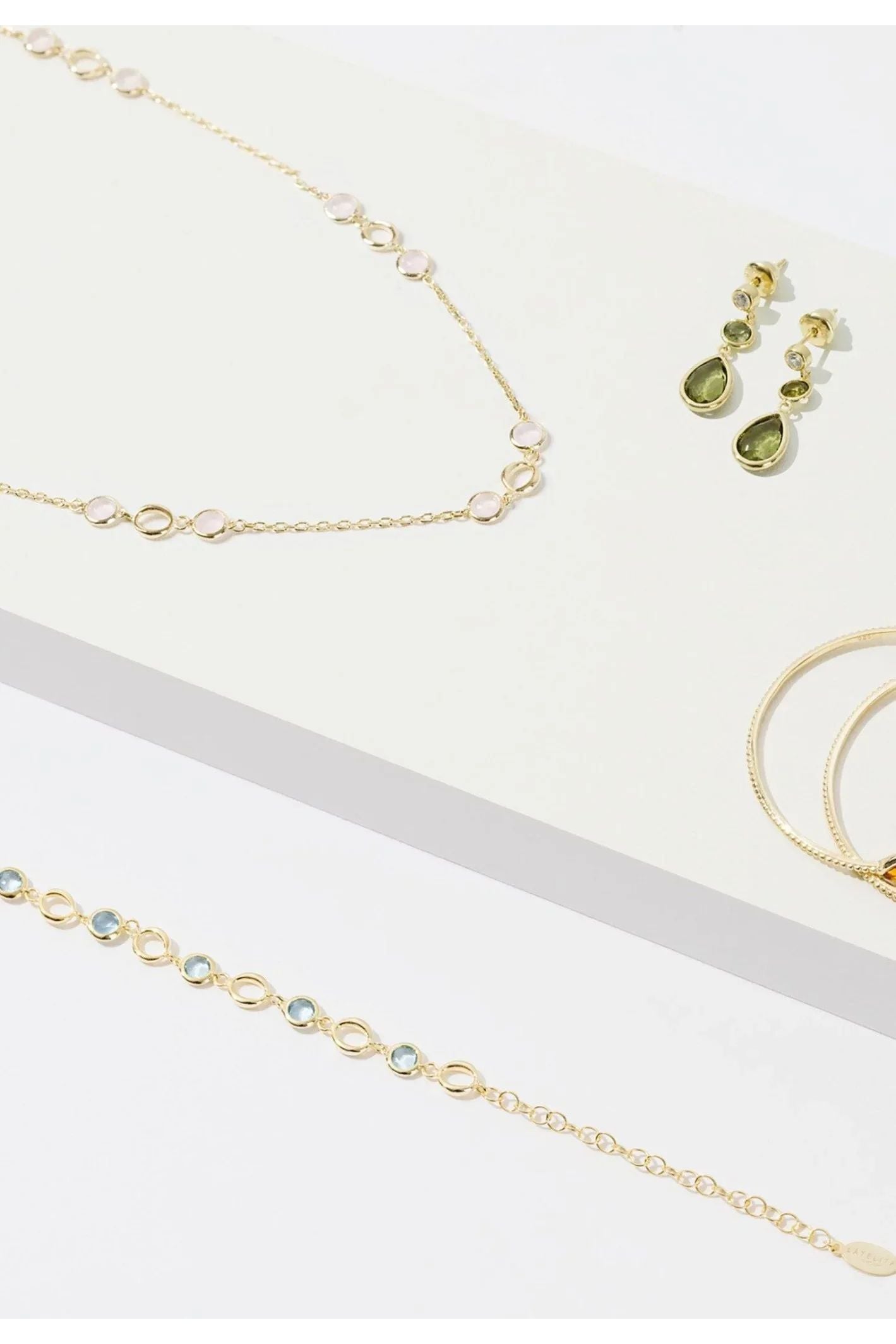 Tuscany Gemstone Drop Earring Gold Rose Quartz - LATELITA Earrings