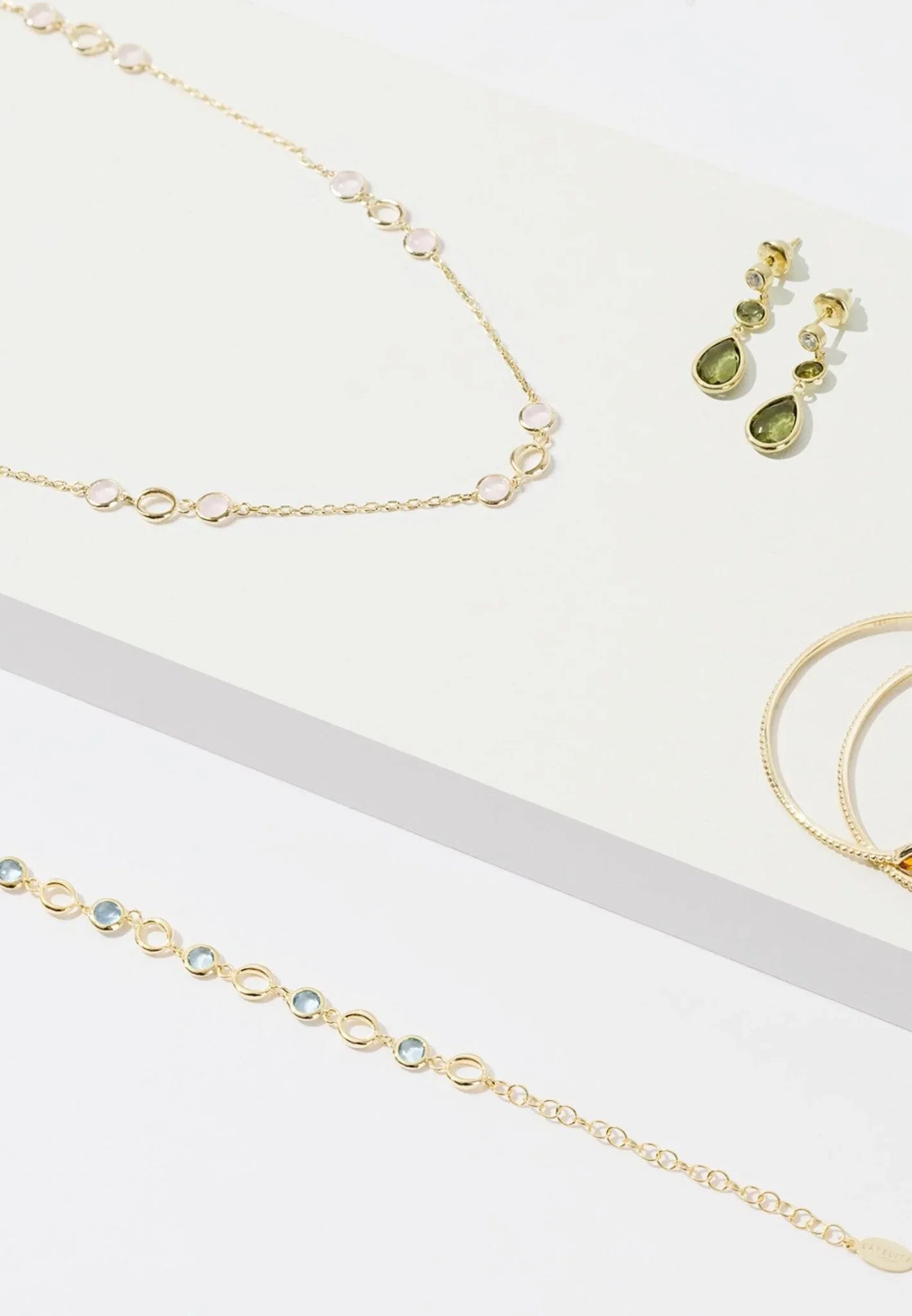 Tuscany Gemstone Drop Earring Gold Rose Quartz - LATELITA Earrings