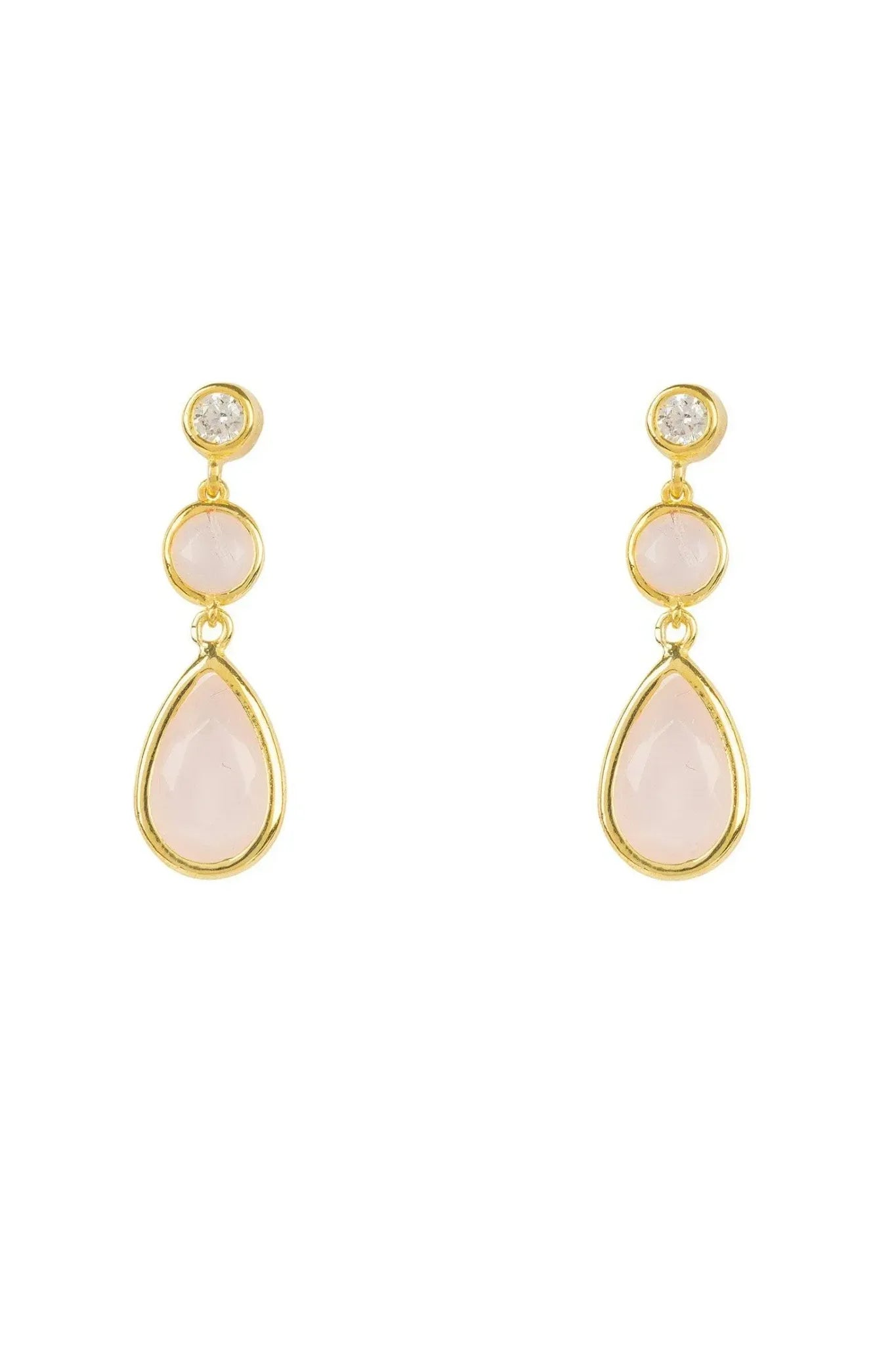 Tuscany Gemstone Drop Earring Gold Rose Quartz - LATELITA Earrings