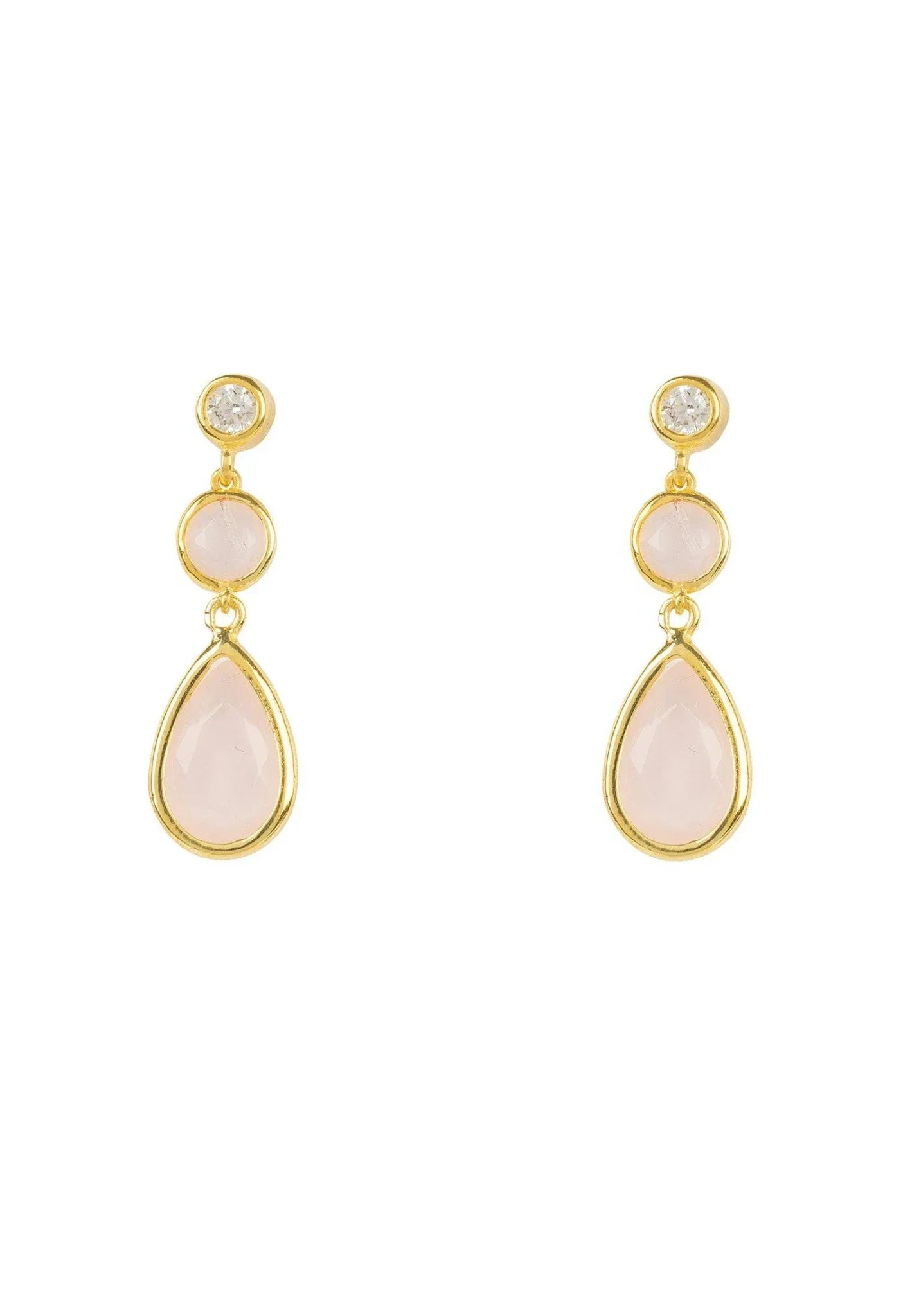 Tuscany Gemstone Drop Earring Gold Rose Quartz - LATELITA Earrings