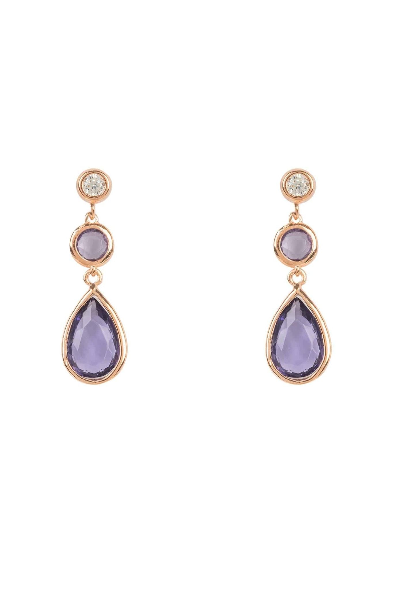 Tuscany Gemstone Drop Earring Rose Gold Amethyst - LATELITA Earrings