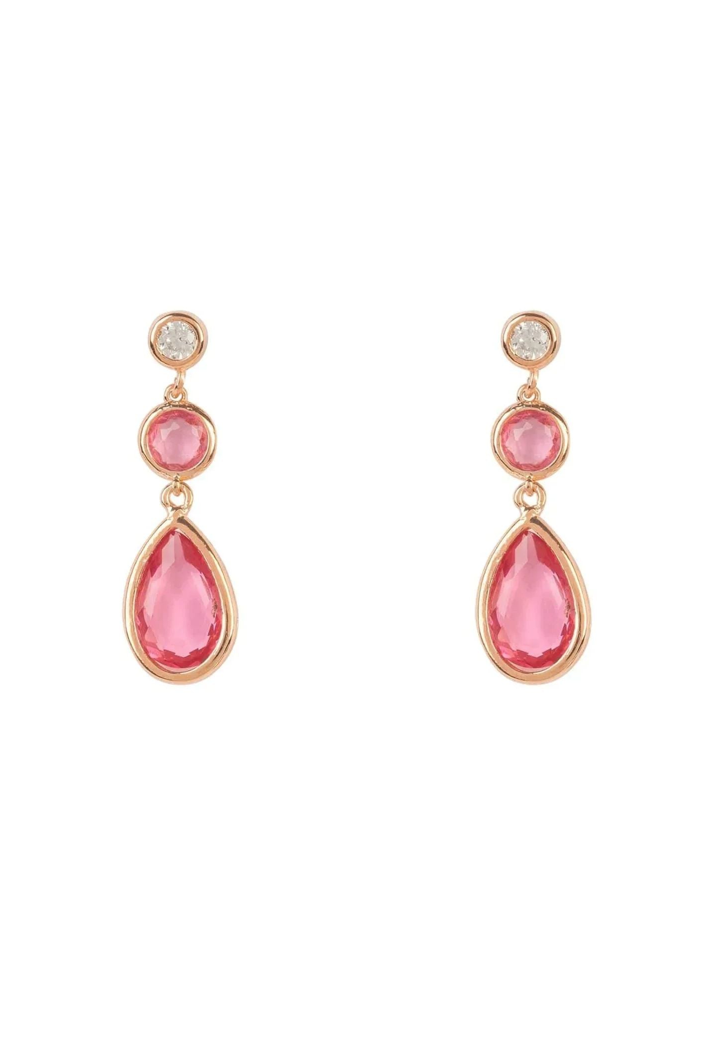 Tuscany Gemstone Drop Earring Rose Gold Pink Tourmaline - LATELITA Earrings