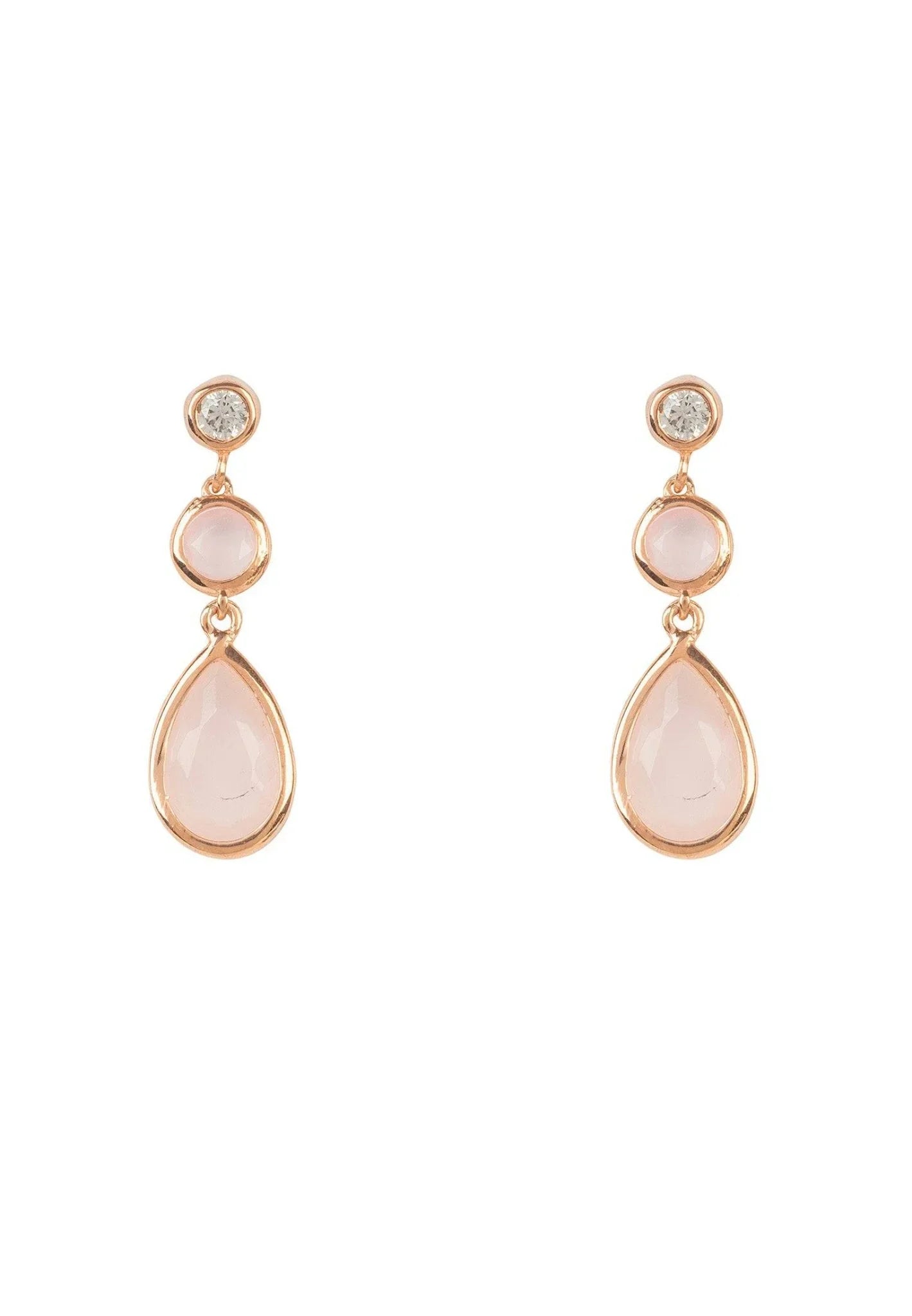 Tuscany Gemstone Drop Earring Rose Gold Rose Quartz - LATELITA Earrings