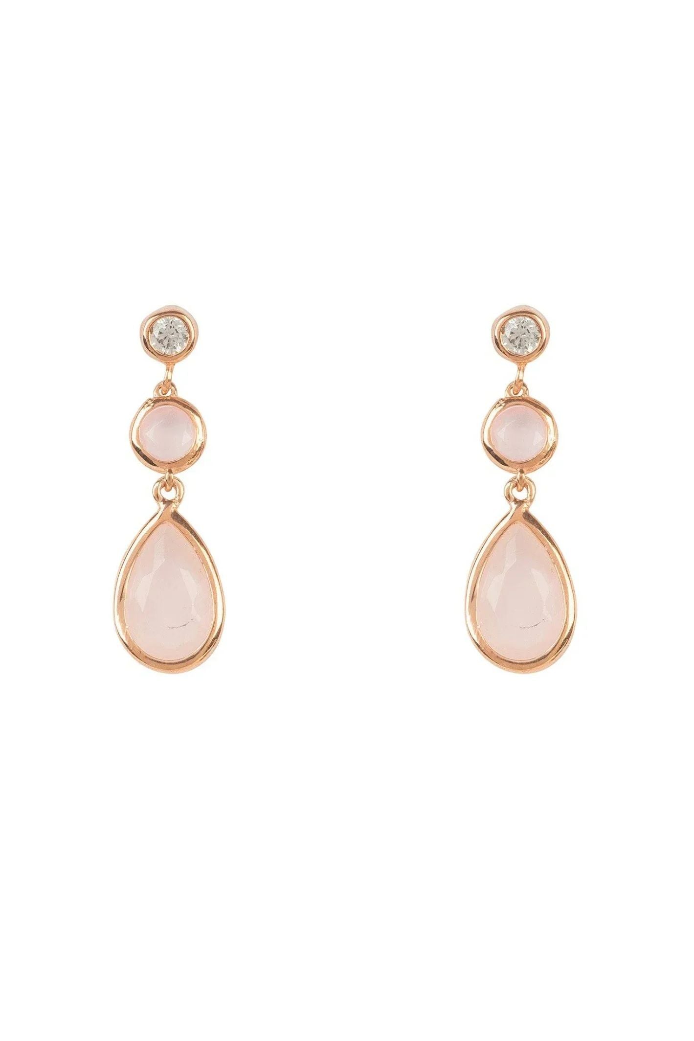 Tuscany Gemstone Drop Earring Rose Gold Rose Quartz - LATELITA Earrings