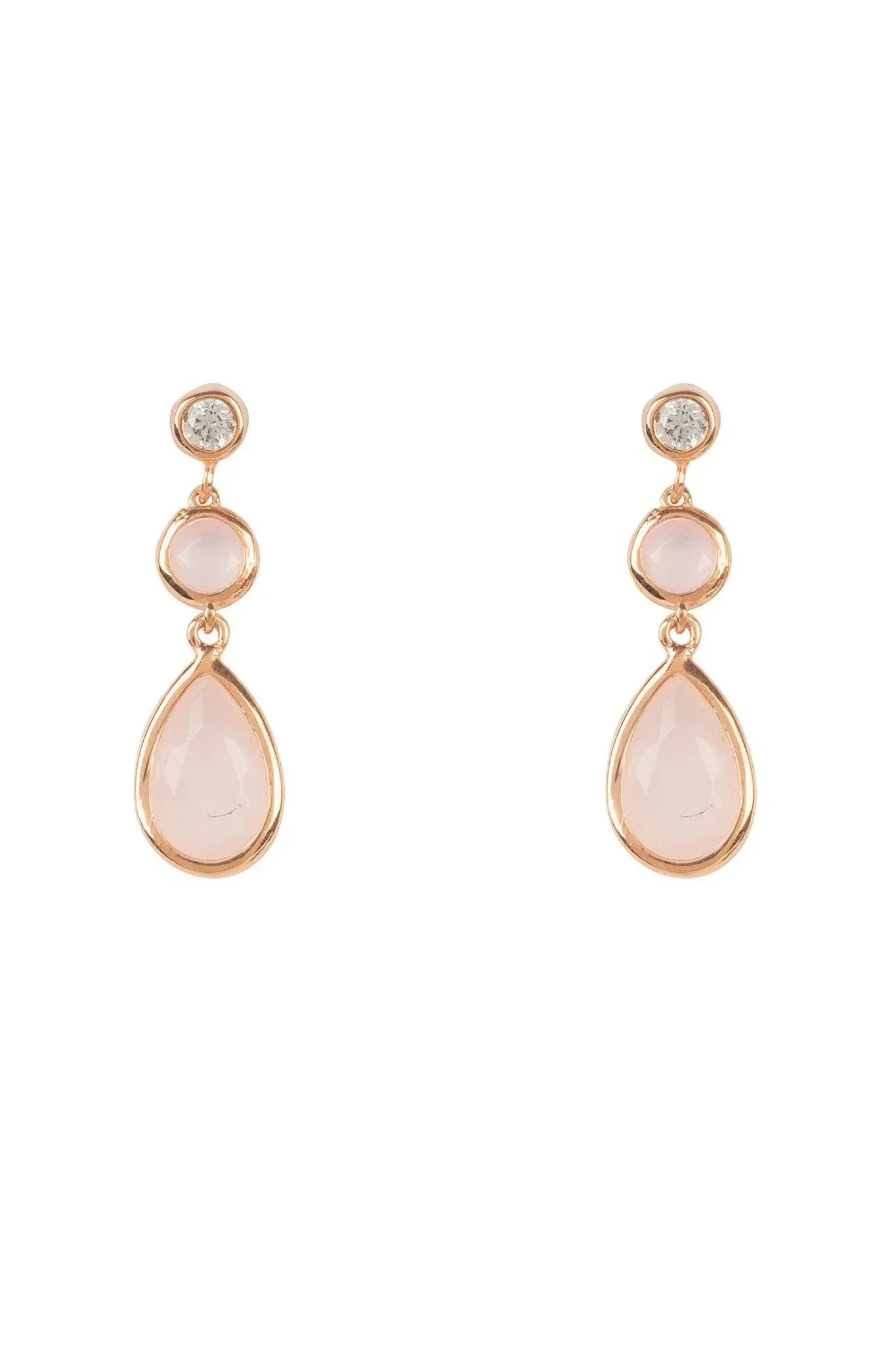 Tuscany Gemstone Drop Earring Rose Gold Rose Quartz - LATELITA Earrings