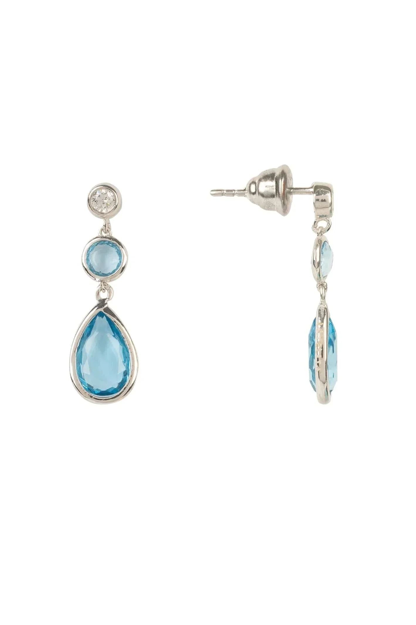 Tuscany Gemstone Drop Earring Silver Blue Topaz Hydro - LATELITA Earrings
