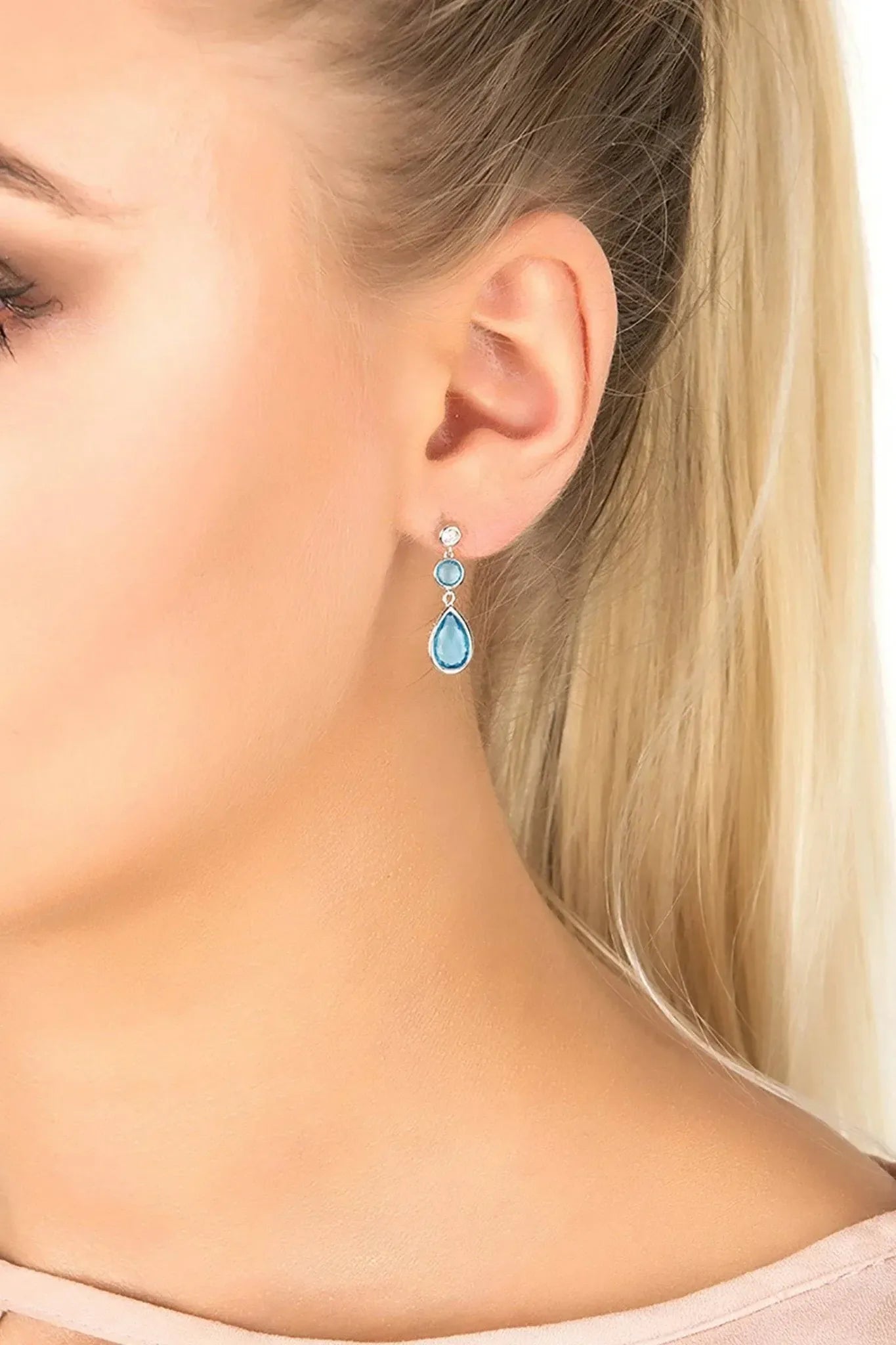 Tuscany Gemstone Drop Earring Silver Blue Topaz Hydro - LATELITA Earrings