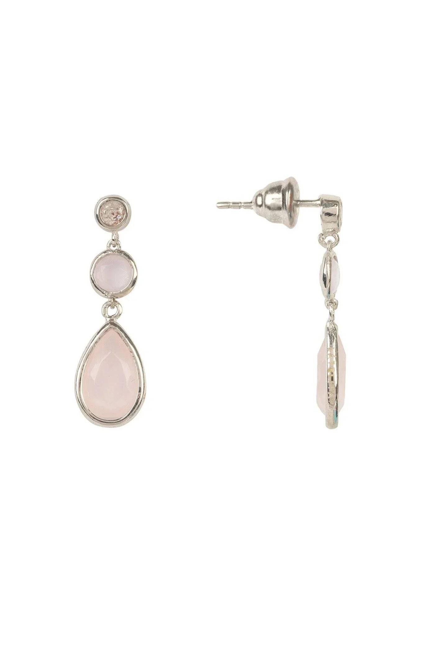 Tuscany Gemstone Drop Earring Silver Rose Quartz - LATELITA Earrings