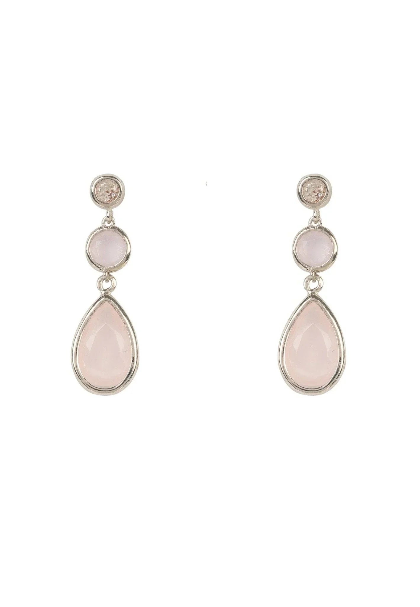 Tuscany Gemstone Drop Earring Silver Rose Quartz - LATELITA Earrings