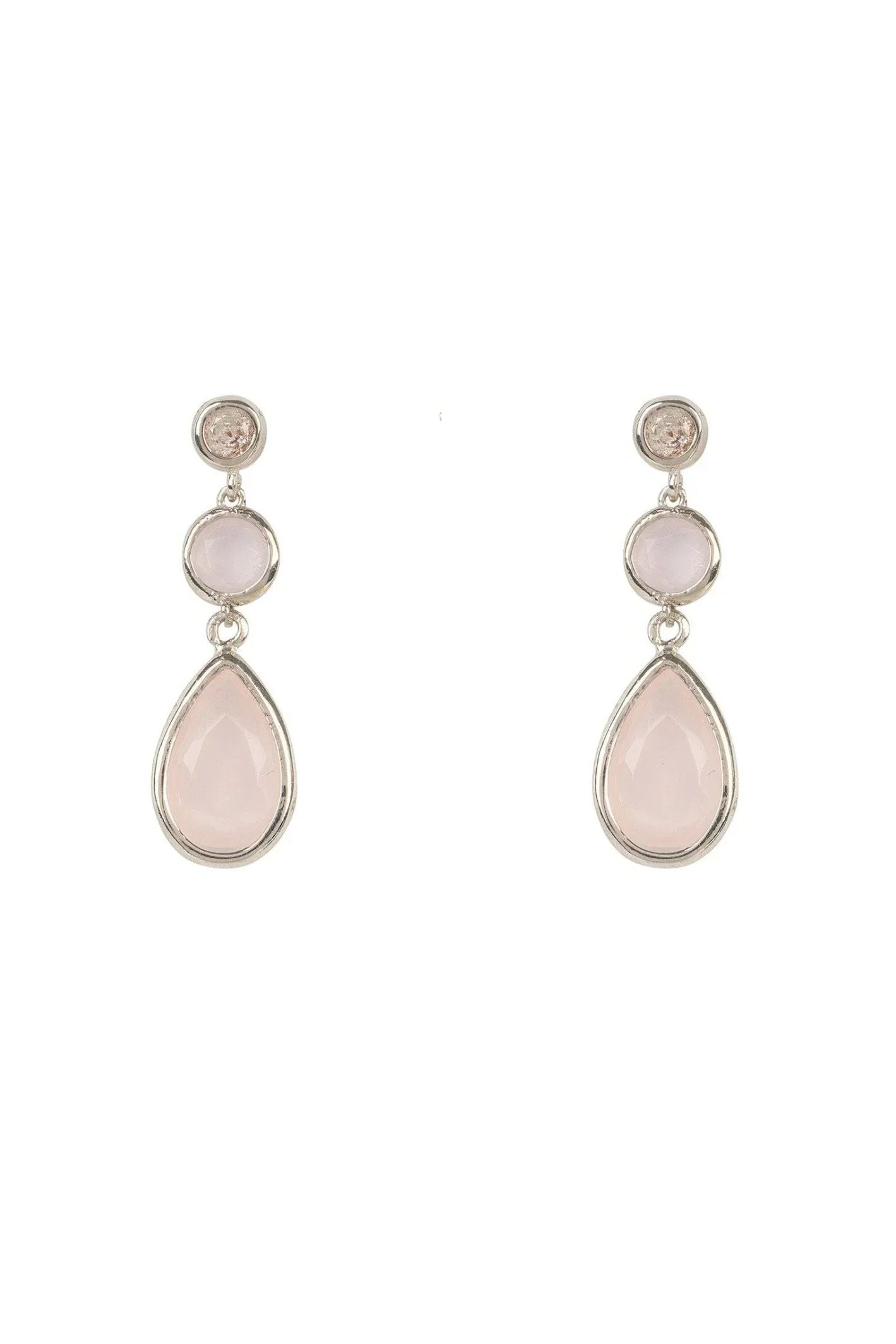 Tuscany Gemstone Drop Earring Silver Rose Quartz - LATELITA Earrings