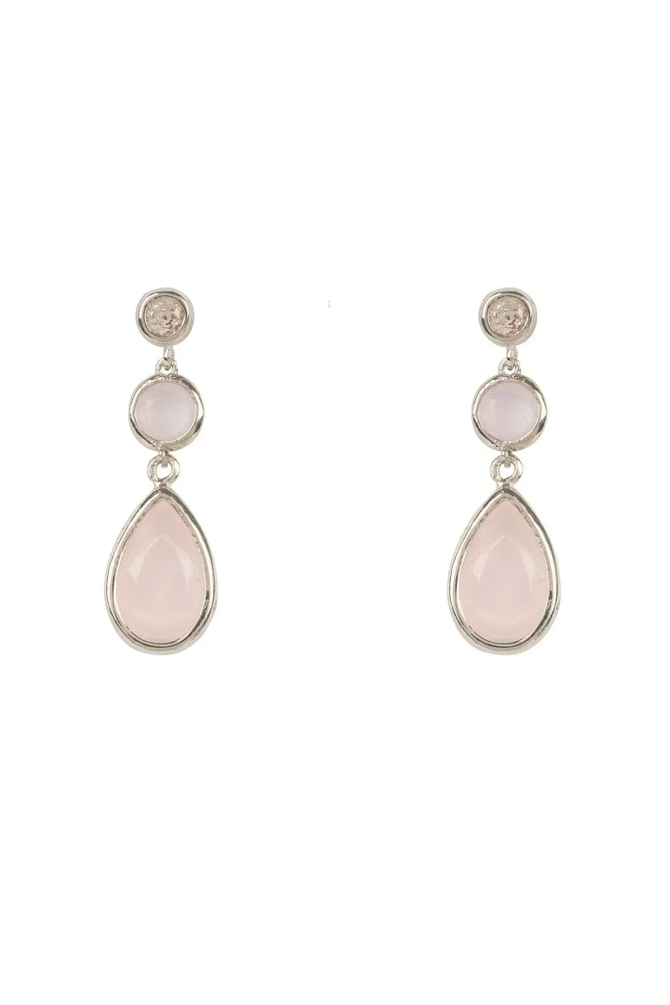 Tuscany Gemstone Drop Earring Silver Rose Quartz - LATELITA Earrings