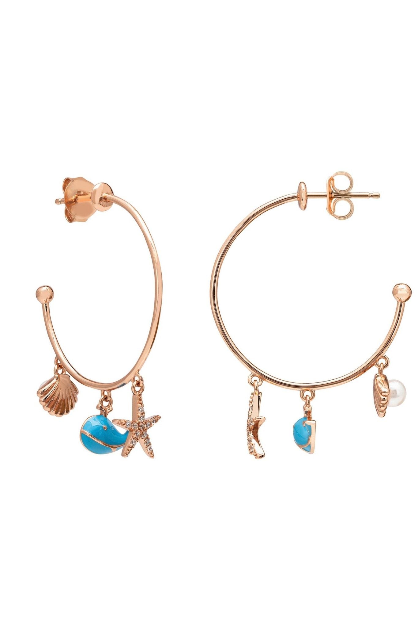 Under The Sea Hoop Earrings Rosegold - LATELITA Earrings