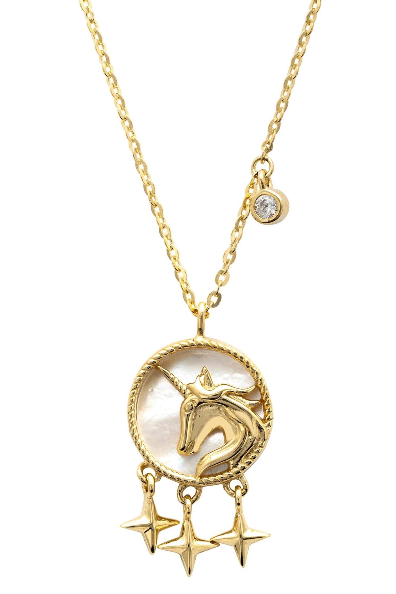 Unicorn Mother Of Pearl Star Necklace Gold - LATELITA Necklaces