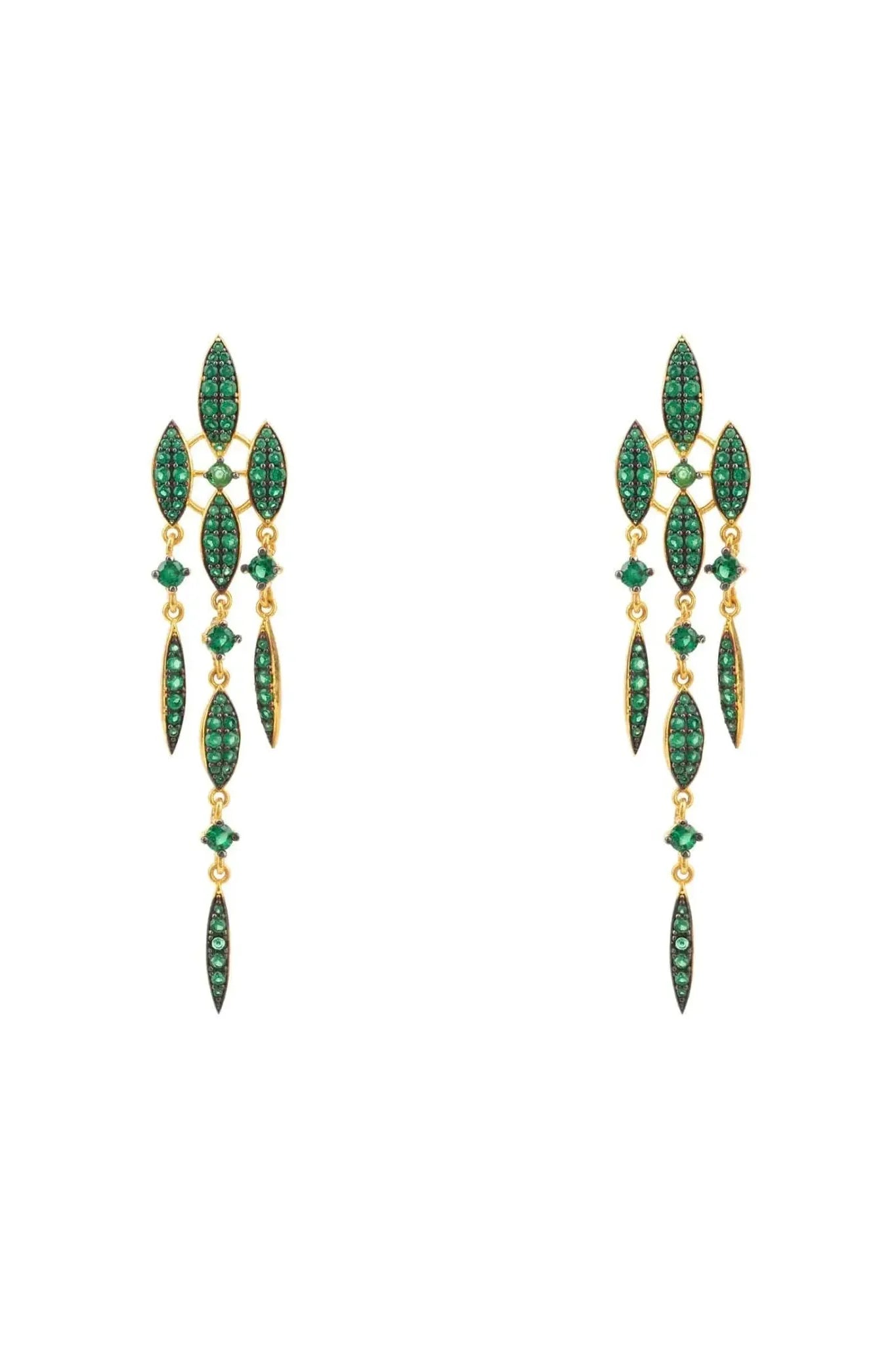 Valencia Statement Drop Earring Emerald Green Cz Gold - LATELITA Earrings