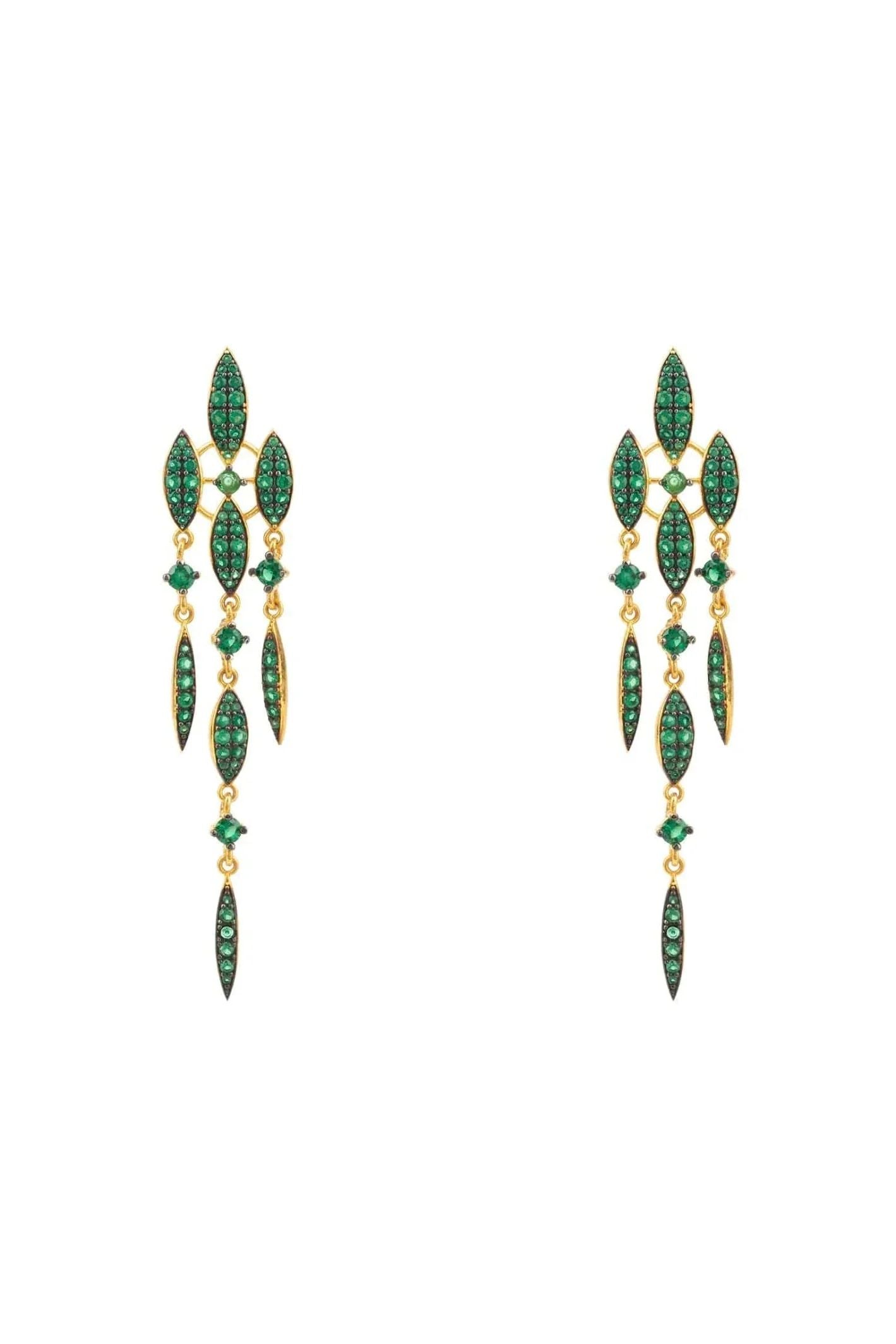 Valencia Statement Drop Earring Emerald Green Cz Gold - LATELITA Earrings