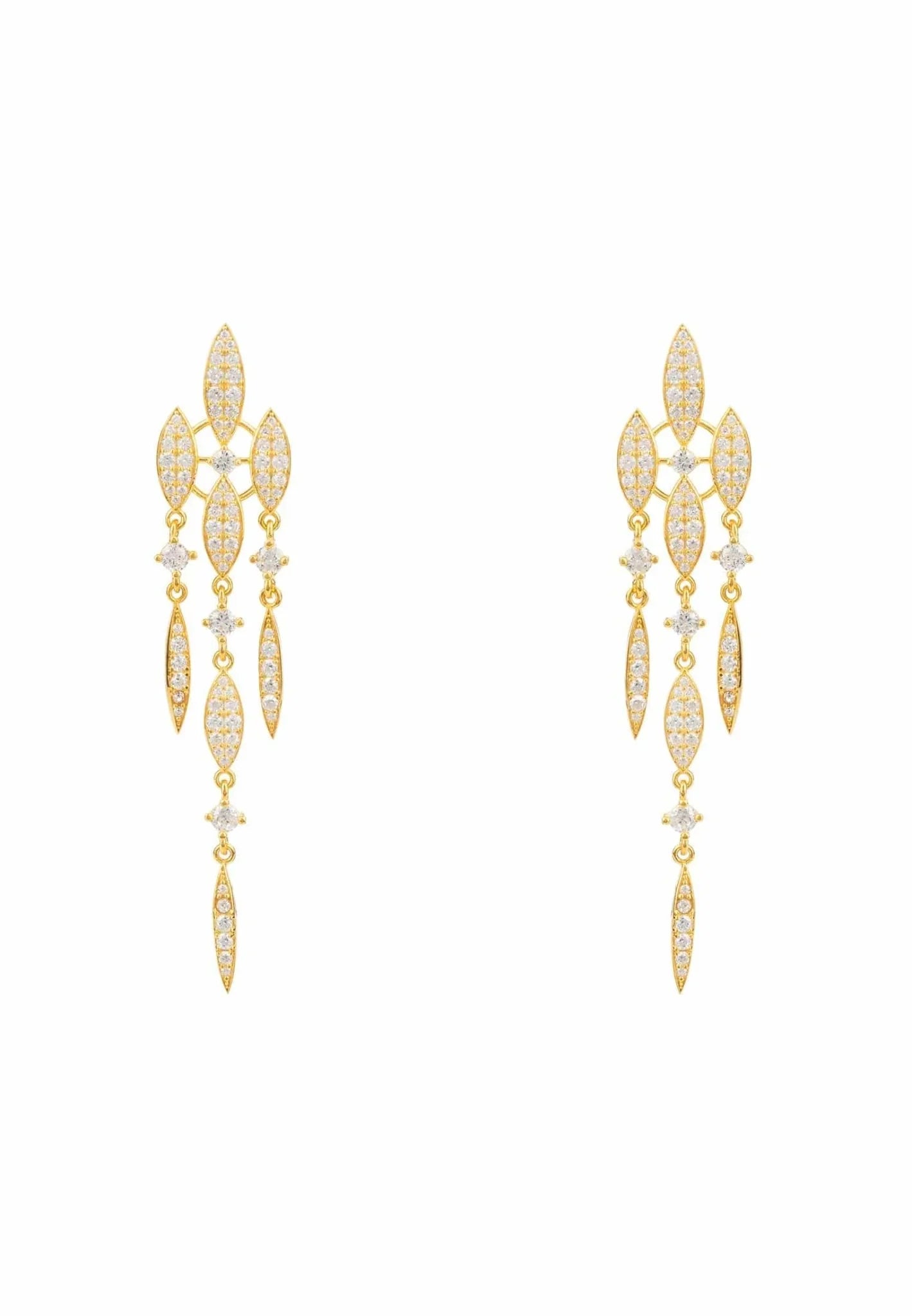 Valencia Statement Drop Earring White Cz Gold - LATELITA Earrings