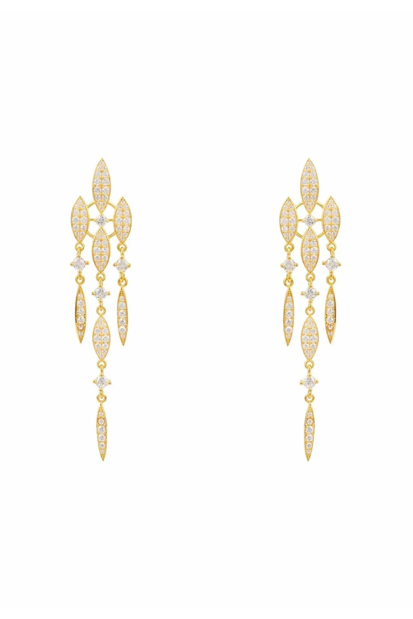 Valencia Statement Drop Earring White Cz Gold - LATELITA Earrings
