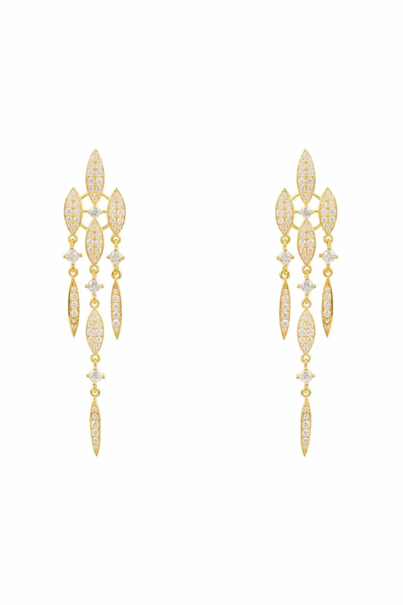 Valencia Statement Drop Earring White Cz Gold - LATELITA Earrings