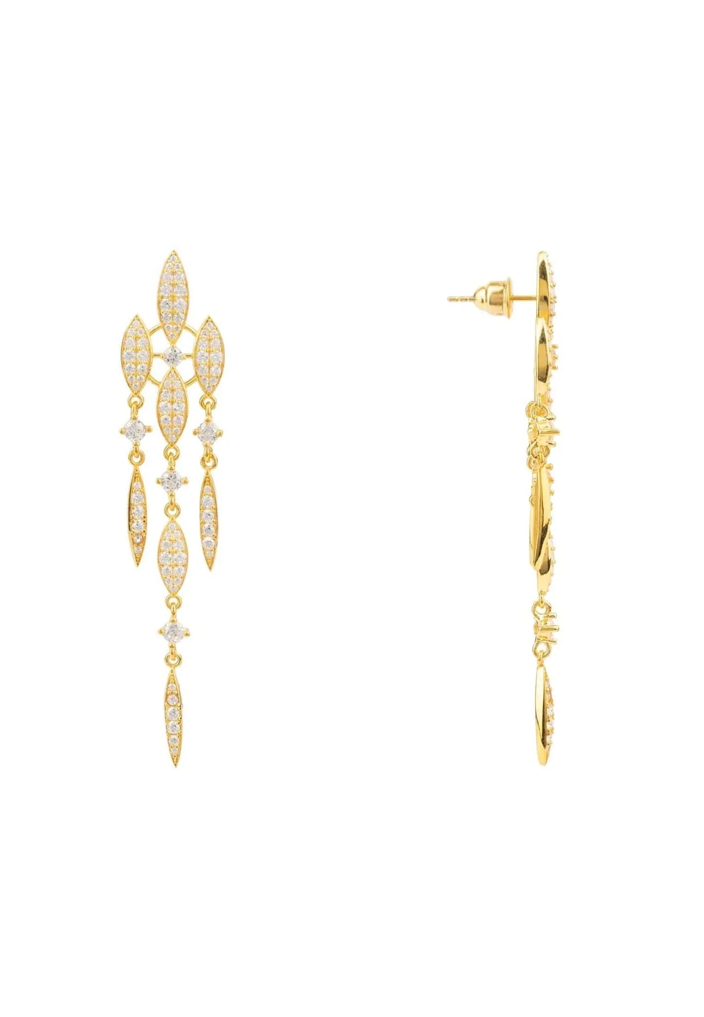 Valencia Statement Drop Earring White Cz Gold - LATELITA Earrings
