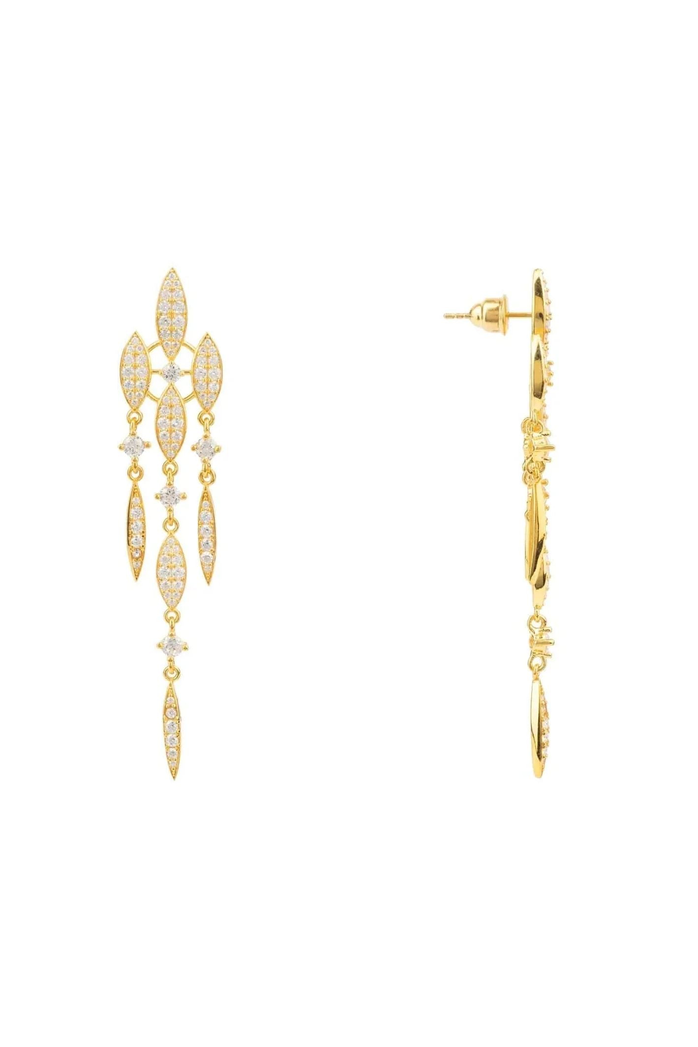 Valencia Statement Drop Earring White Cz Gold - LATELITA Earrings