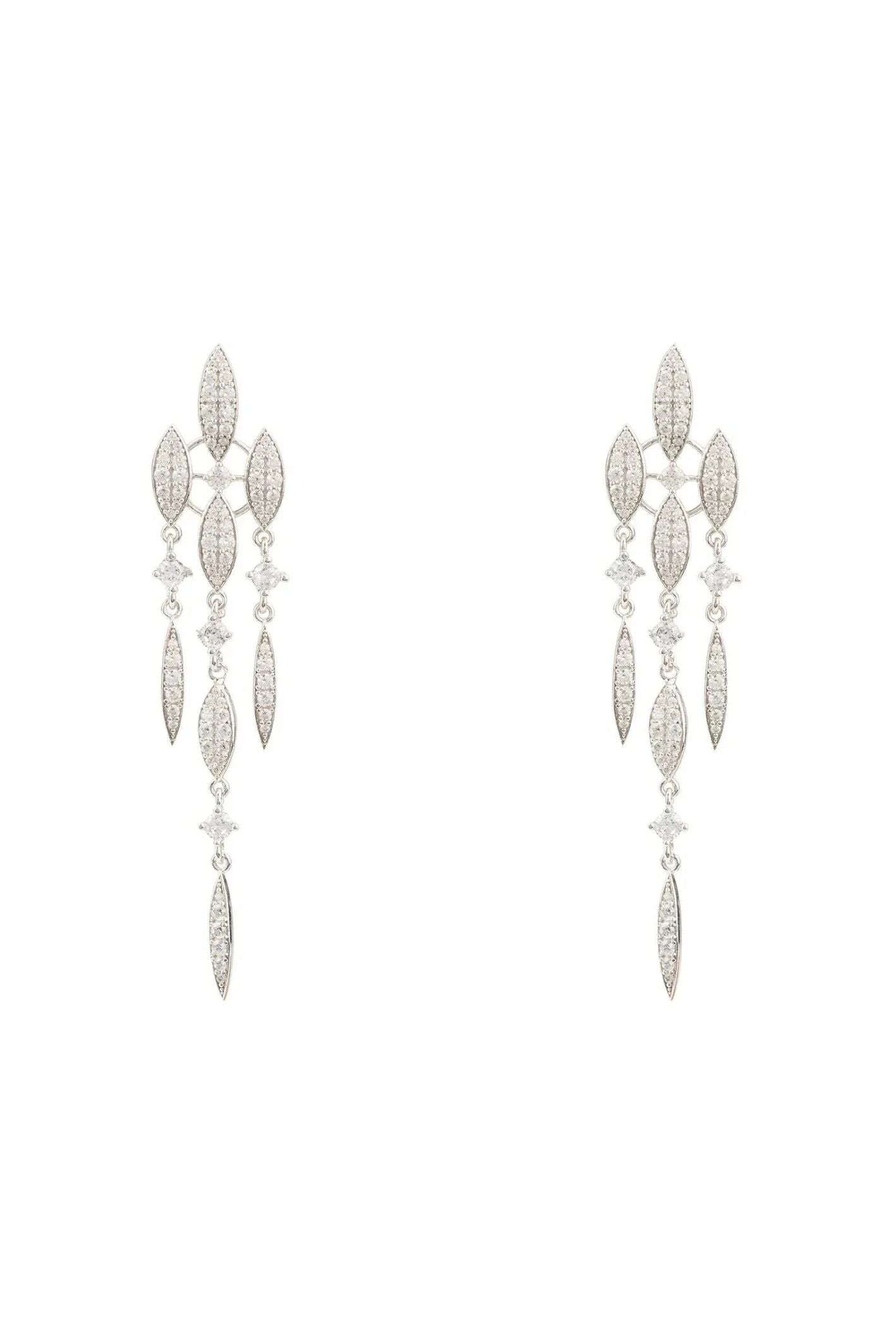 Valencia Statement Drop Earring White Cz Silver - LATELITA Earrings