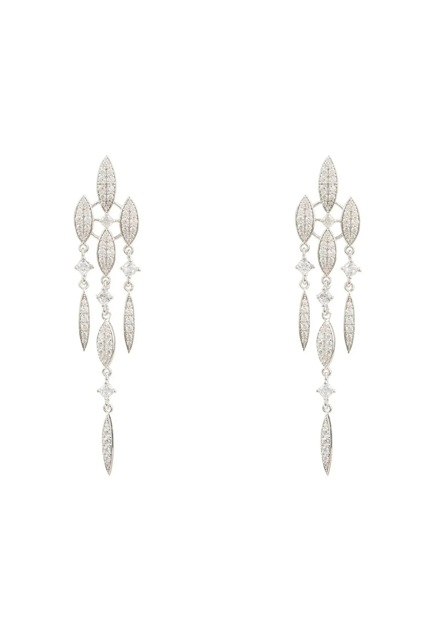 Valencia Statement Drop Earring White Cz Silver - LATELITA Earrings