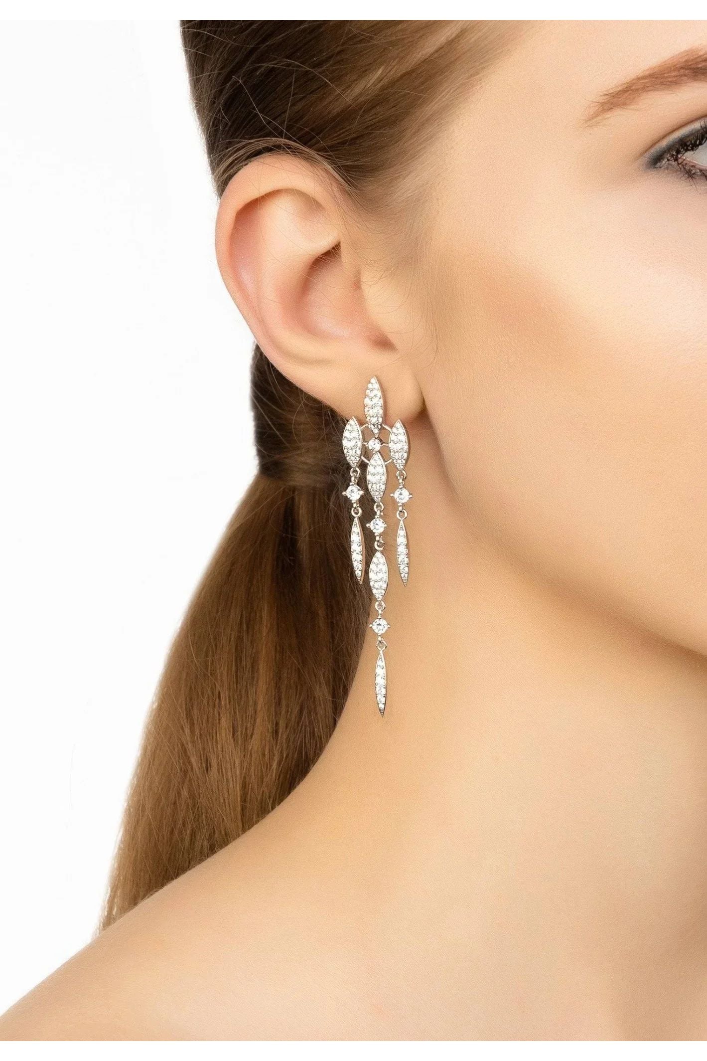 Valencia Statement Drop Earring White Cz Silver - LATELITA Earrings