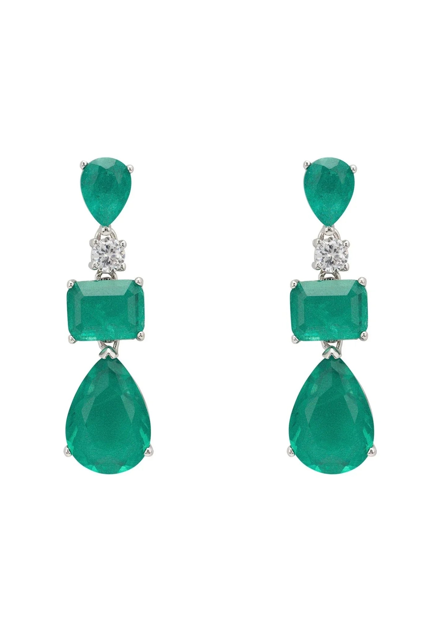 Valentina Drop Earrings Silver Colombian Emerald - LATELITA Earrings