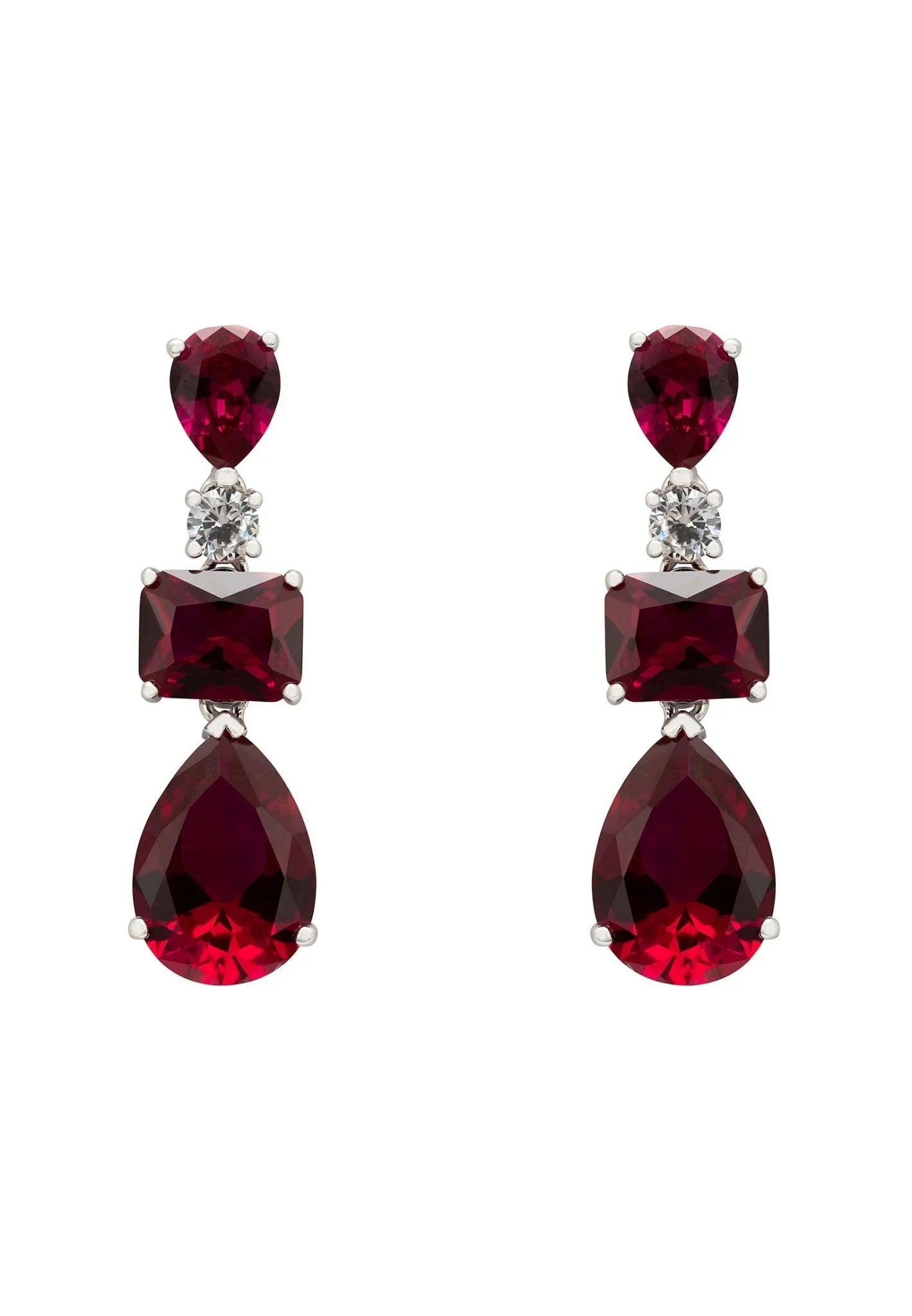Valentina Drop Earrings Silver Ruby - LATELITA Earrings